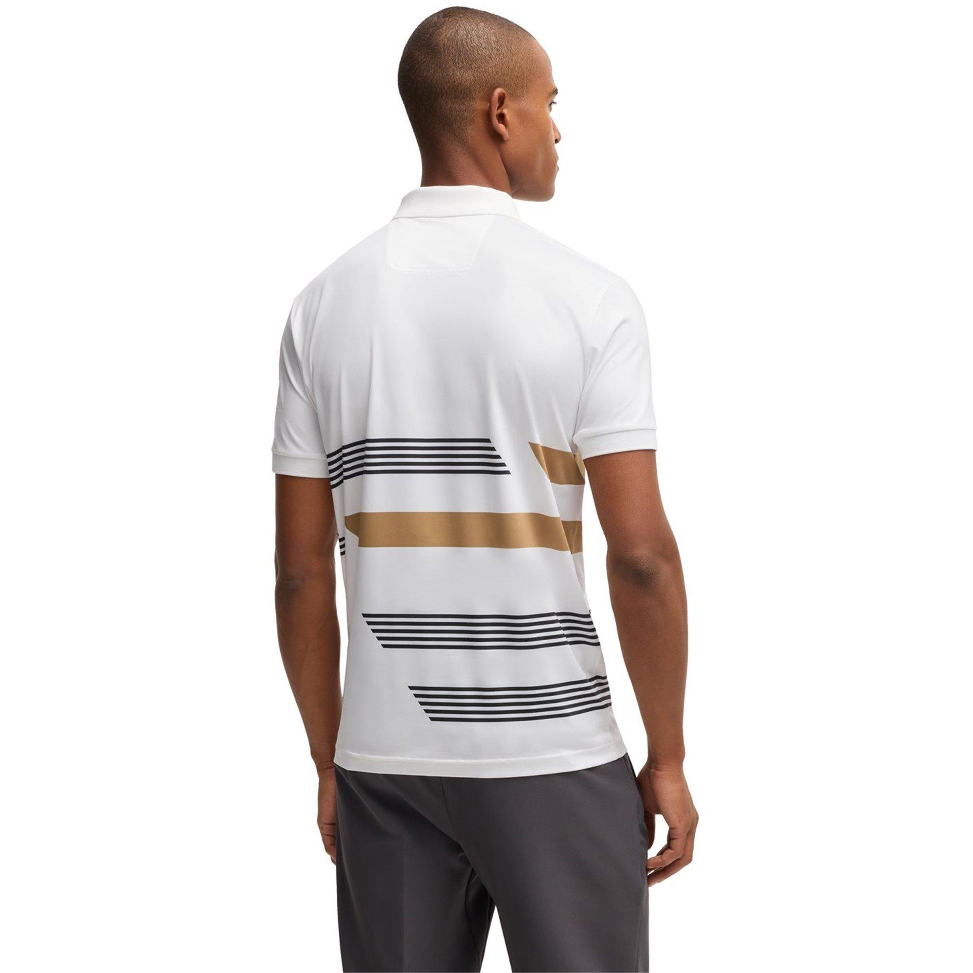 White 100 - Boss - Men's HBG Paddy Tape AOP Performance Polo Shirt - 3