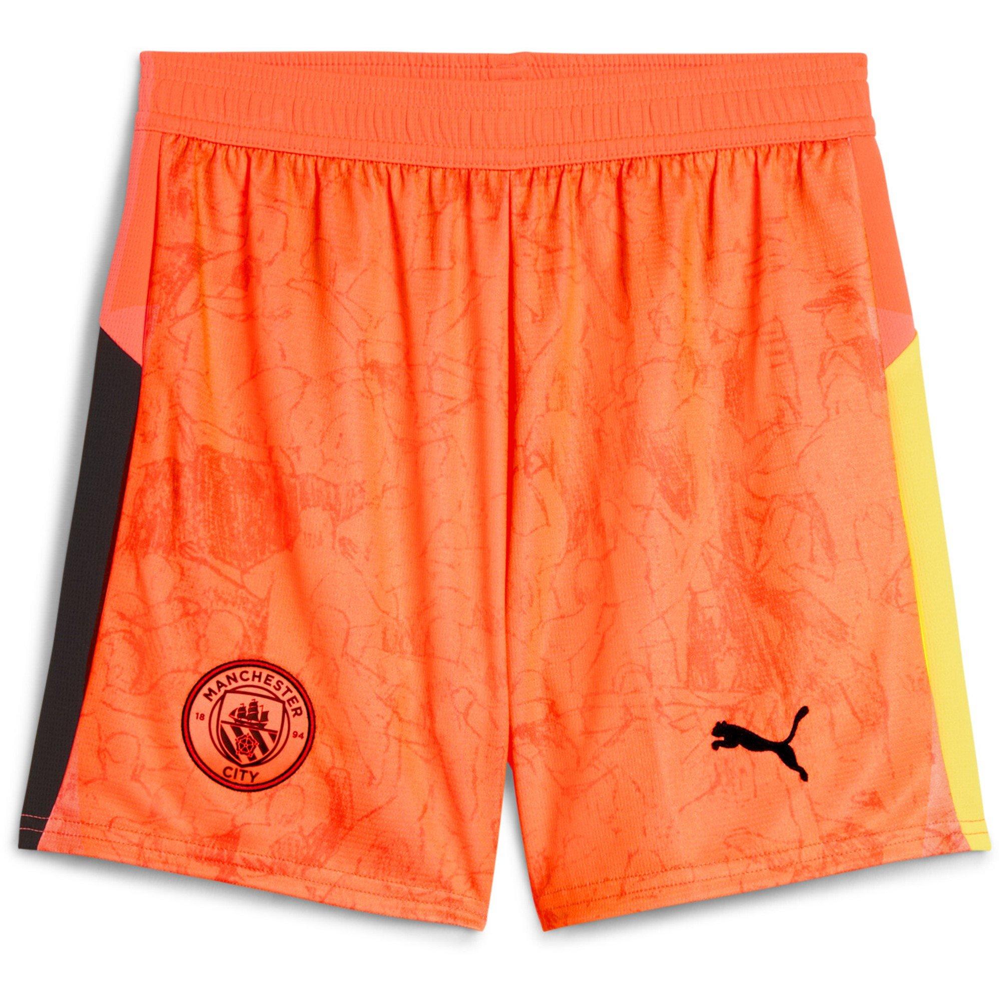 Puma Boys X Kidssuper Manchester City Goalkeeper Shorts 2025 2026 Juniors - Neon Sun - 13 (XL)