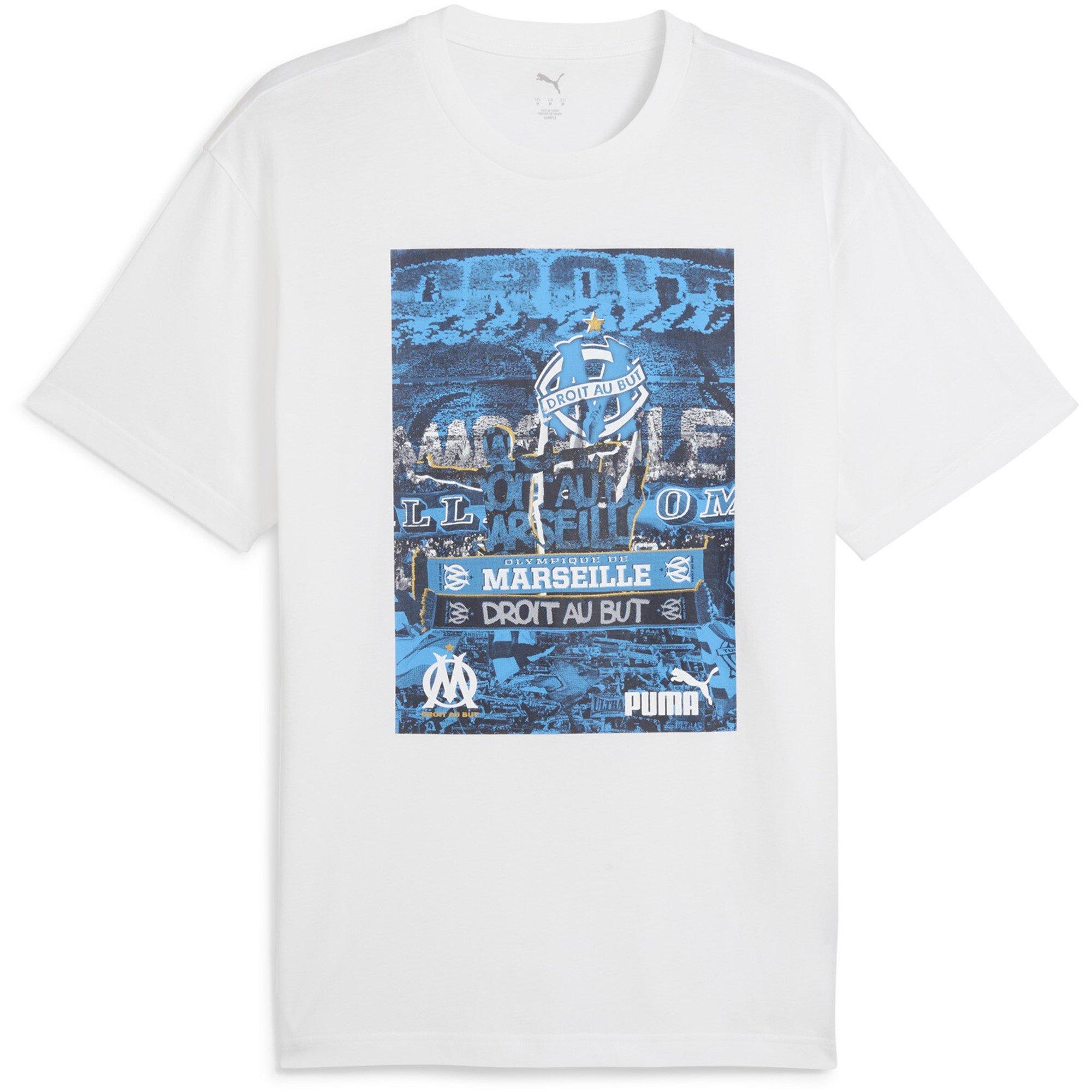 Wit/Marineblauw - Puma - Mens Olympique Marsielle t-shirt - 1