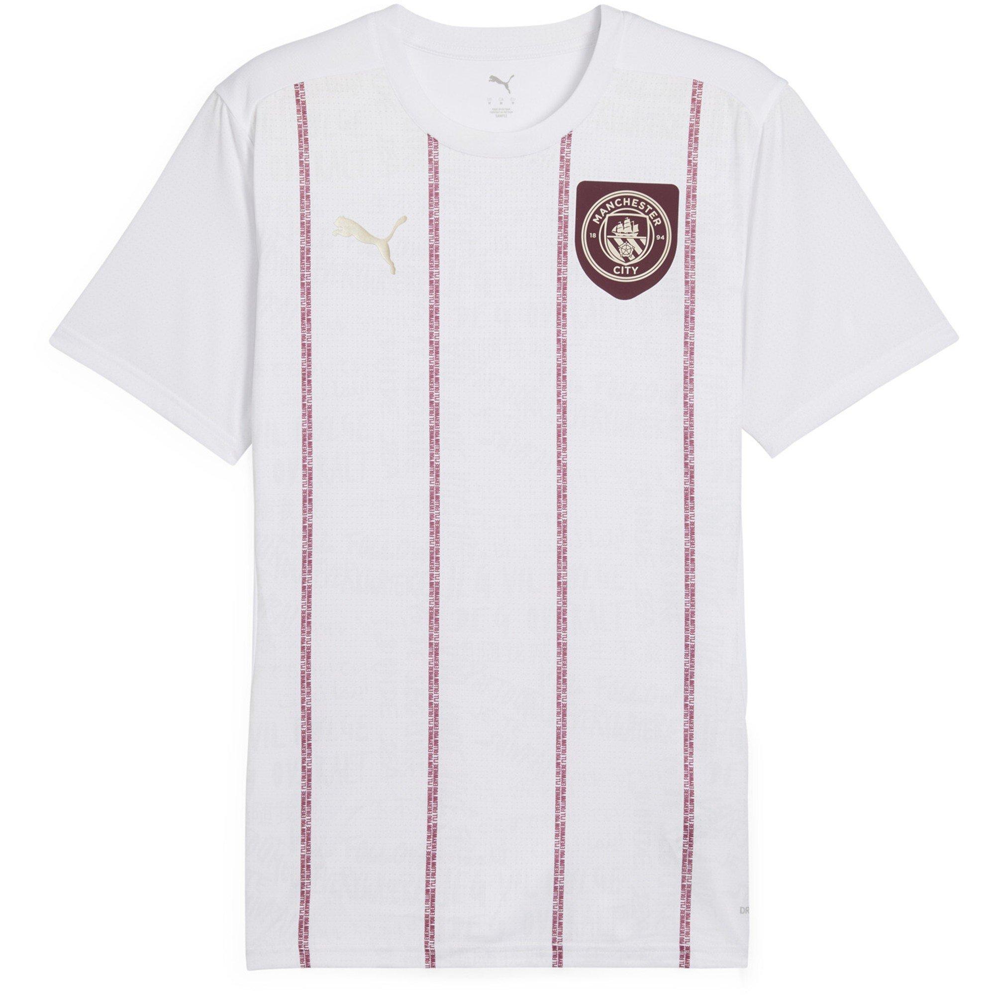 Puma Men's Manchester City Pre Match Short Sleeve Shirt Adults - White/Jasper - 2XL