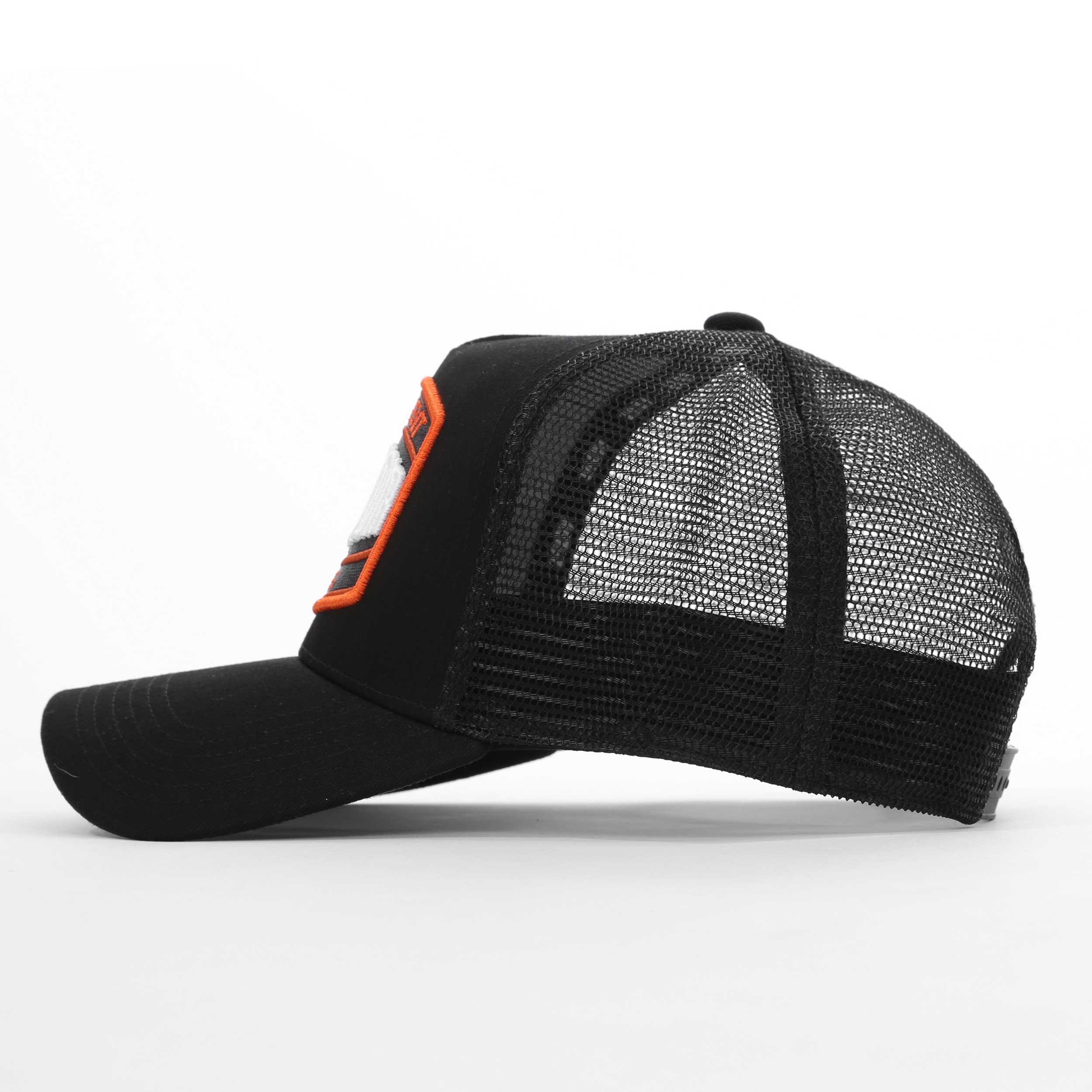 Black/Orange - Societe Noir - Men's Marais Trucker Cap - 3