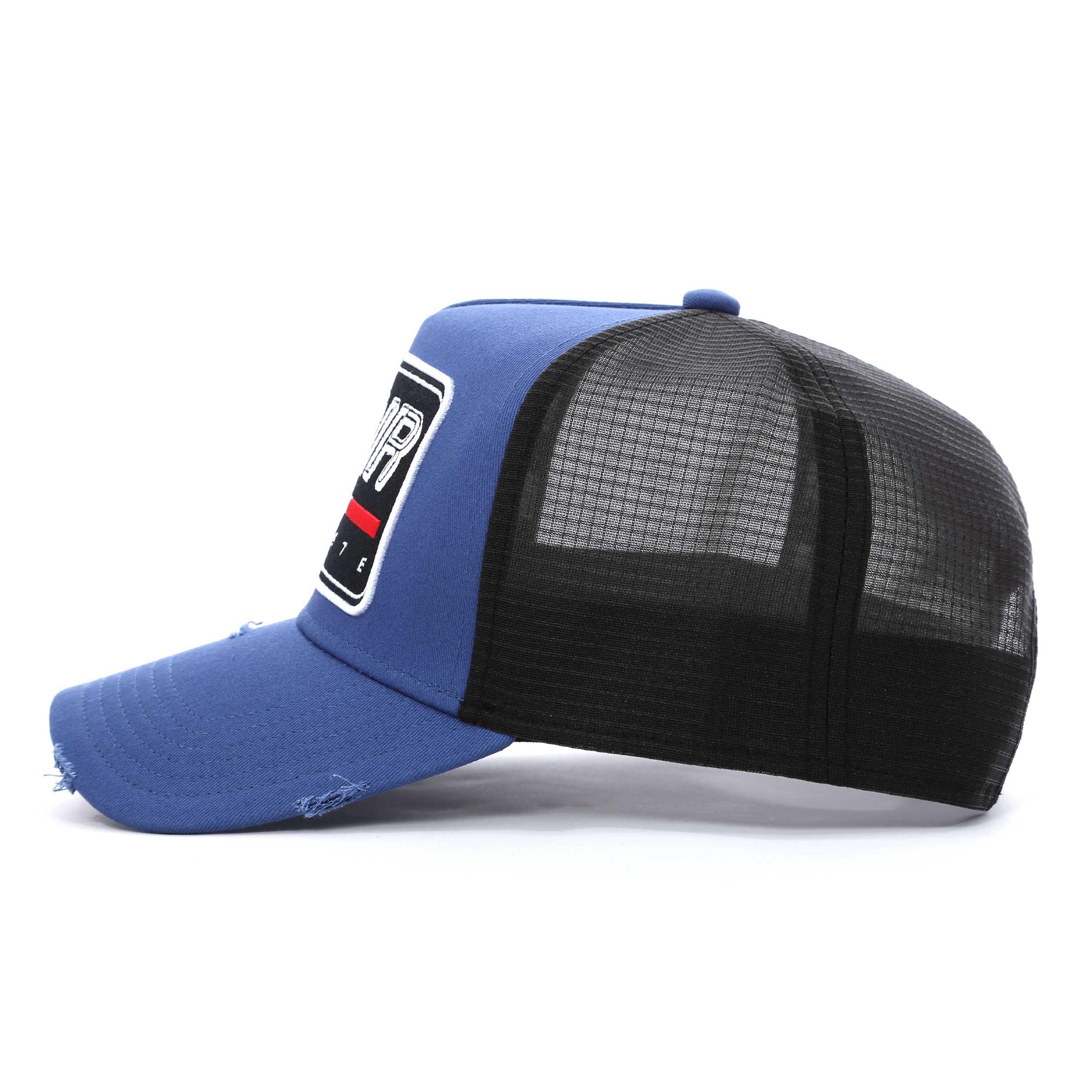 Blue/Black - Societe Noir - Men's Paris Mesh Trucker Cap - 3