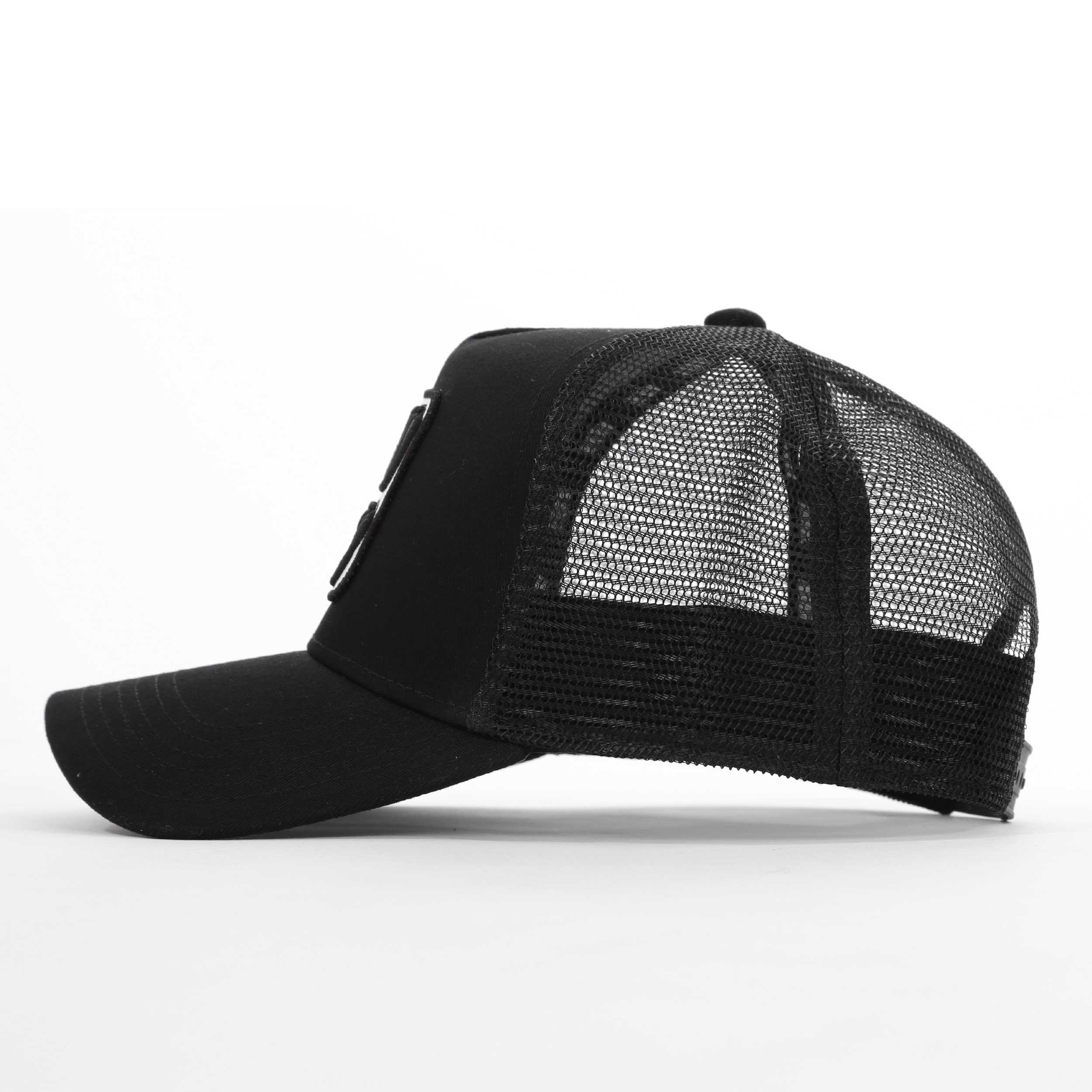 Black/White - Societe Noir - Men's Mesh Trucker Cap - 3