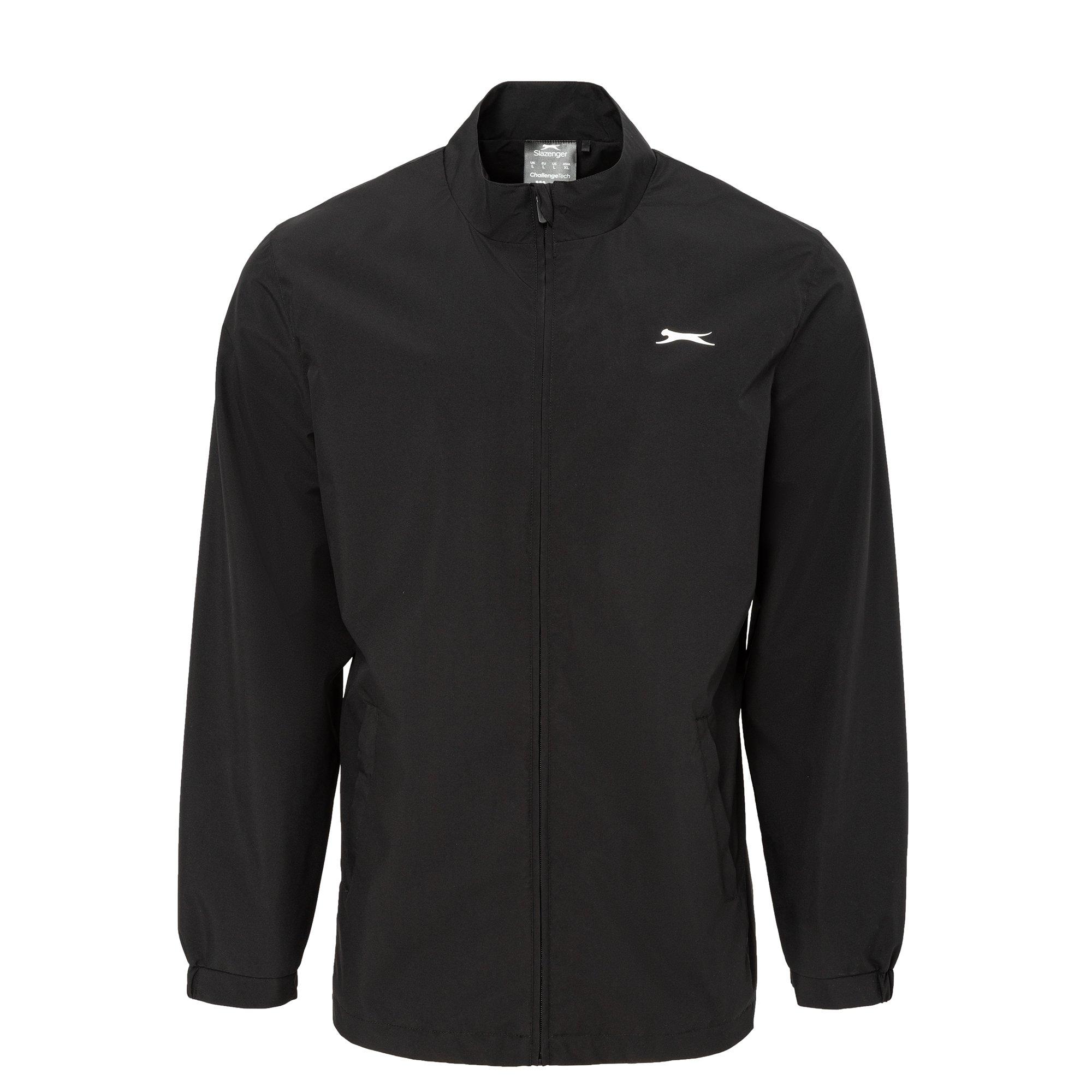 Black - Slazenger - Men's Water Resistant Windproof Funnel Neck Long Sleeve Performance Golf Jacket - 1