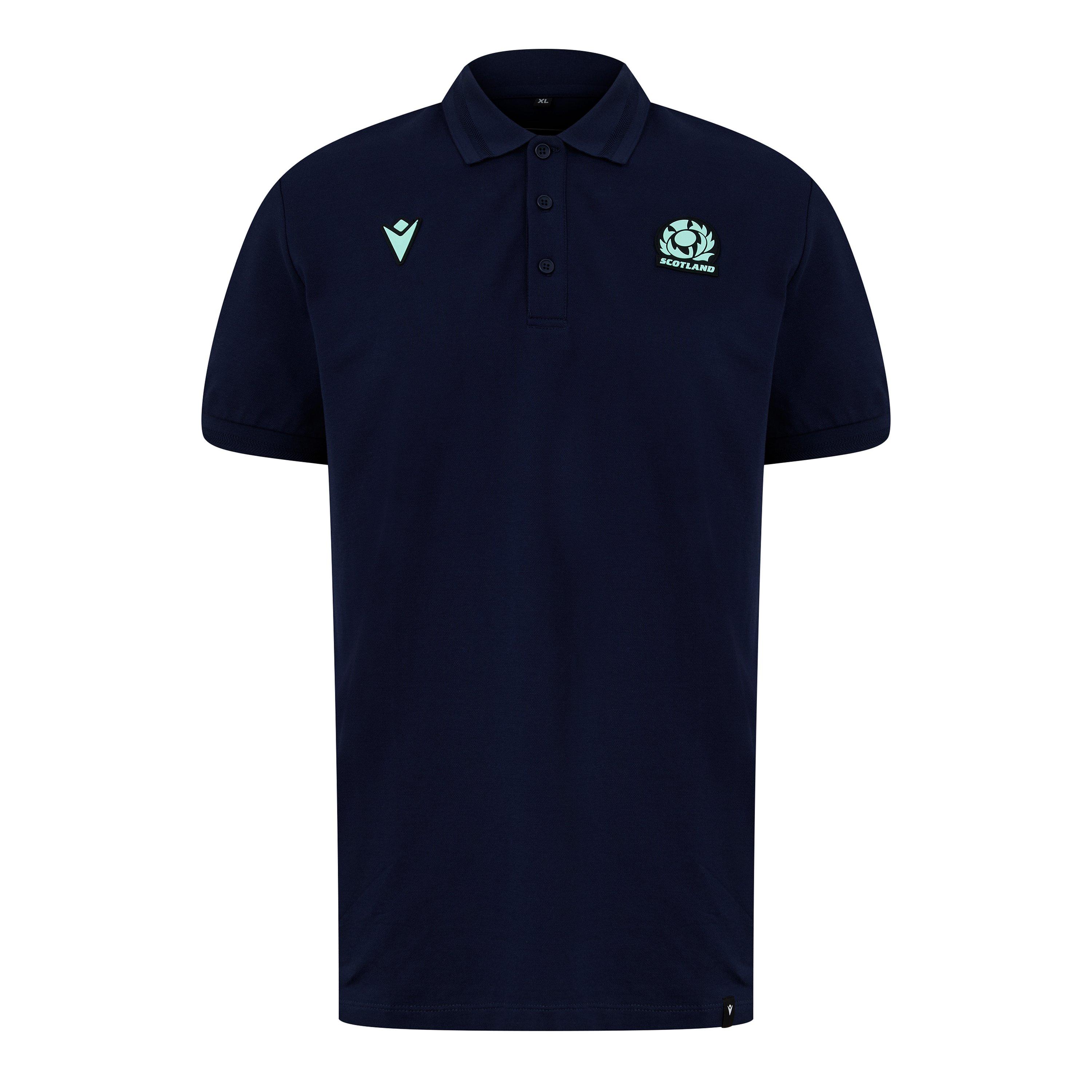 Navy - Macron - Scotland Rugby Union Polo Shirt 2024 Adults - 1