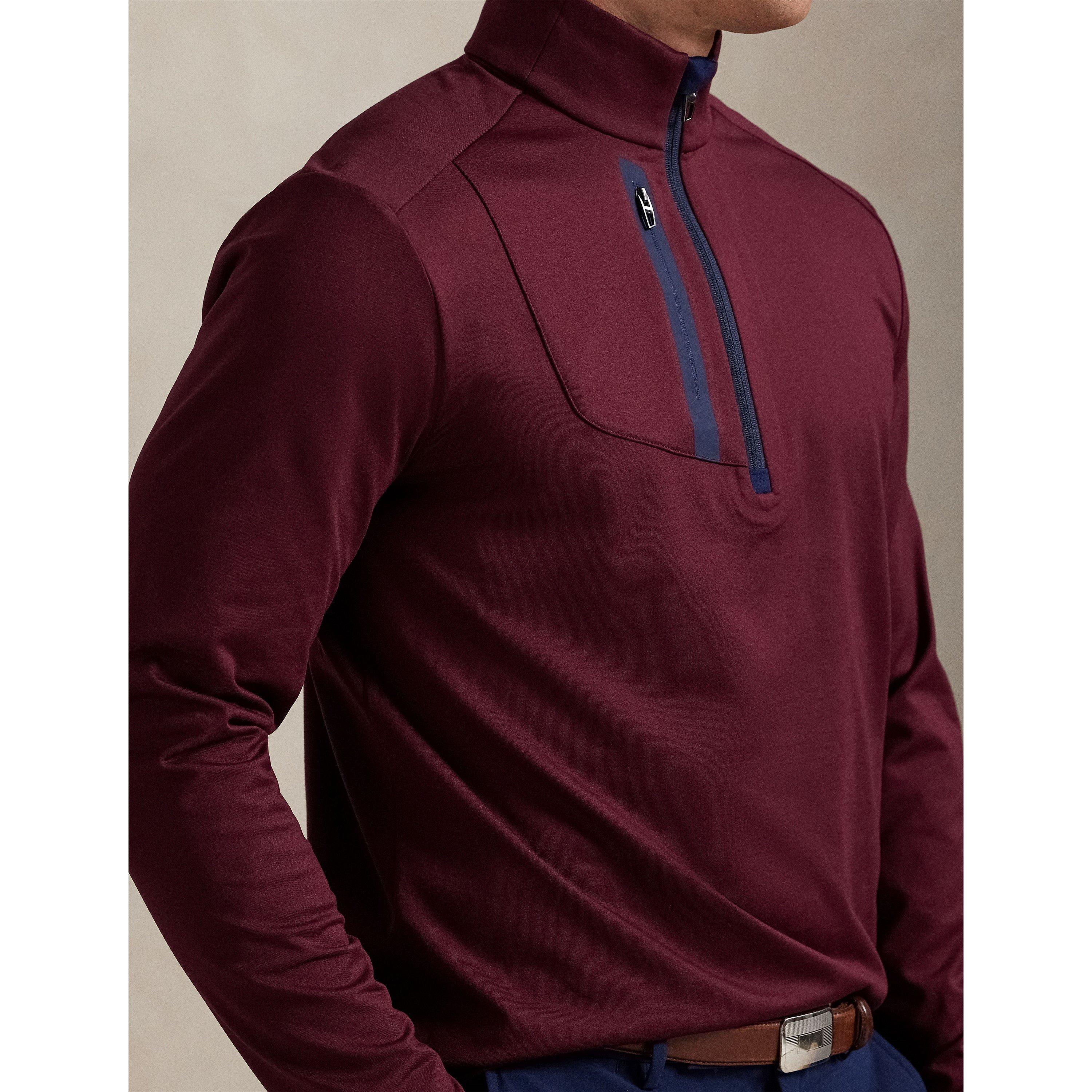 Rich Ruby - Polo Ralph Lauren - Men's RLX Cotton Long Sleeve Half Zip Performance Golf Jacket - 4