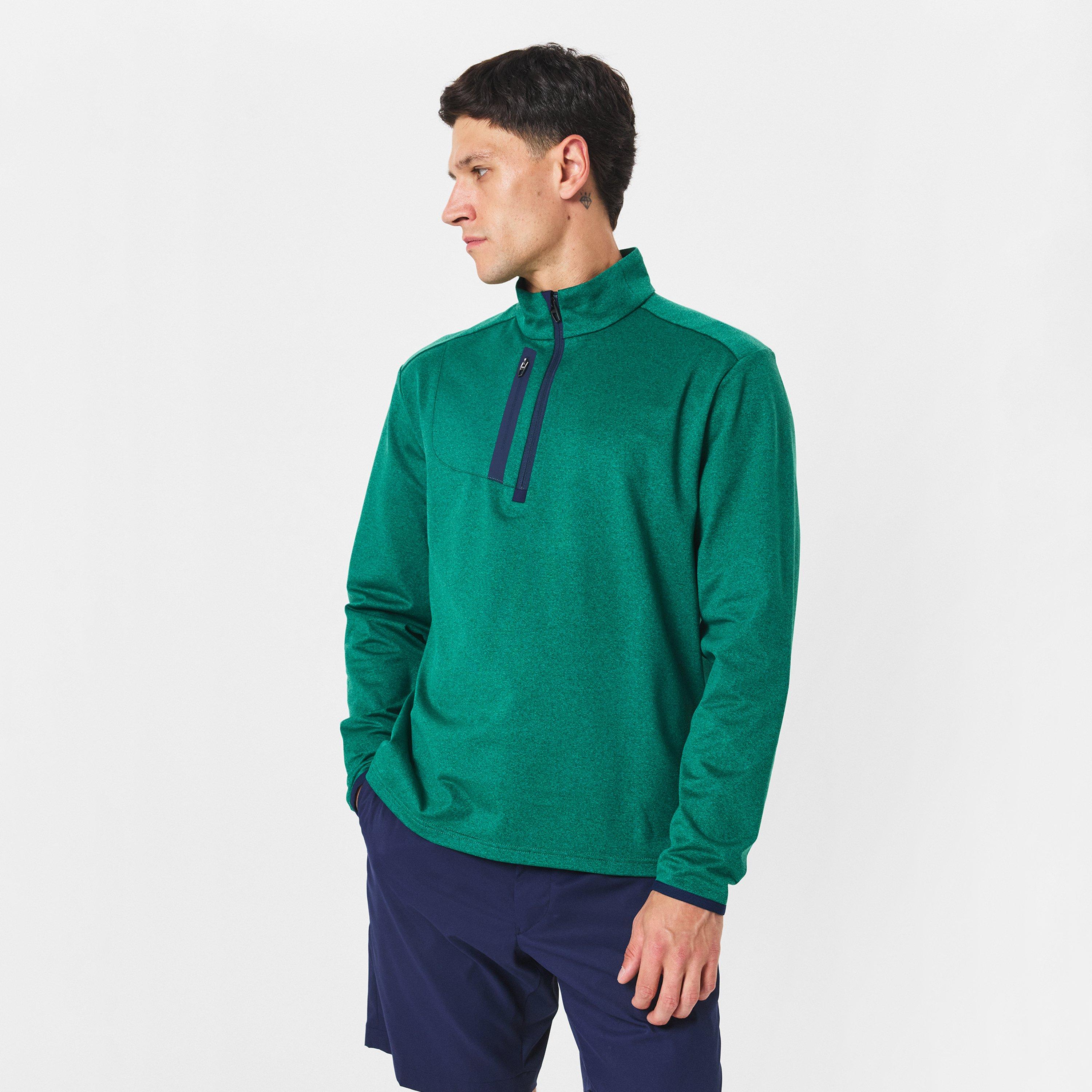 Green Heather - Polo Ralph Lauren - Men's RLX Cotton Long Sleeve Half Zip Performance Golf Jacket - 3