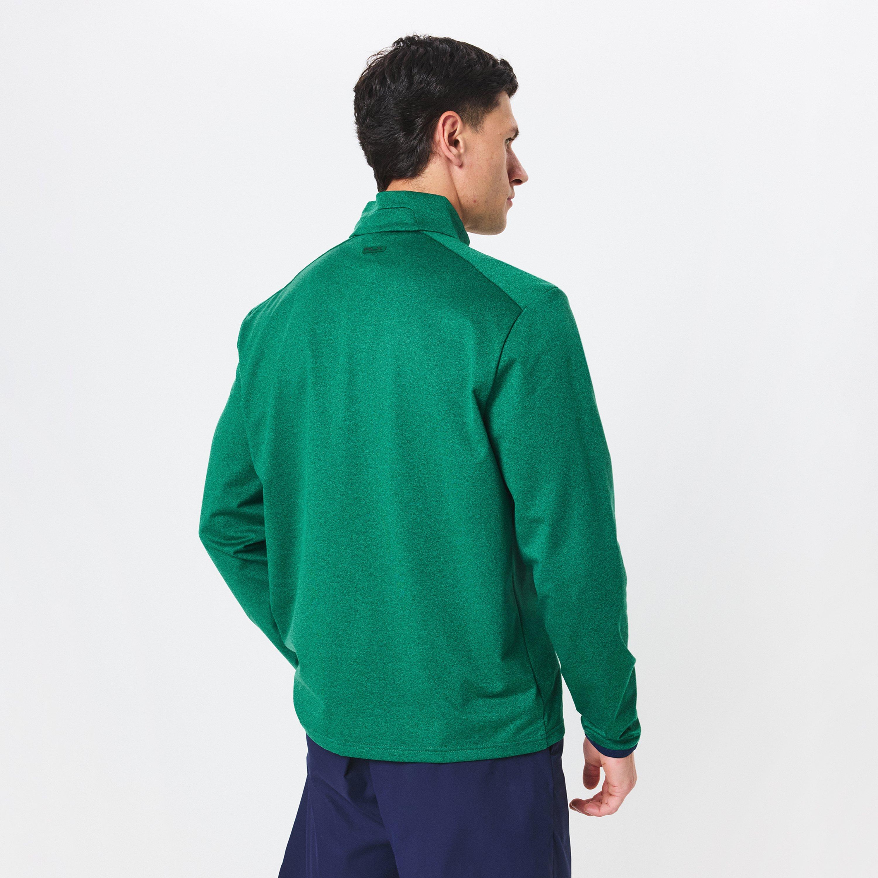 Green Heather - Polo Ralph Lauren - Men's RLX Cotton Long Sleeve Half Zip Performance Golf Jacket - 4