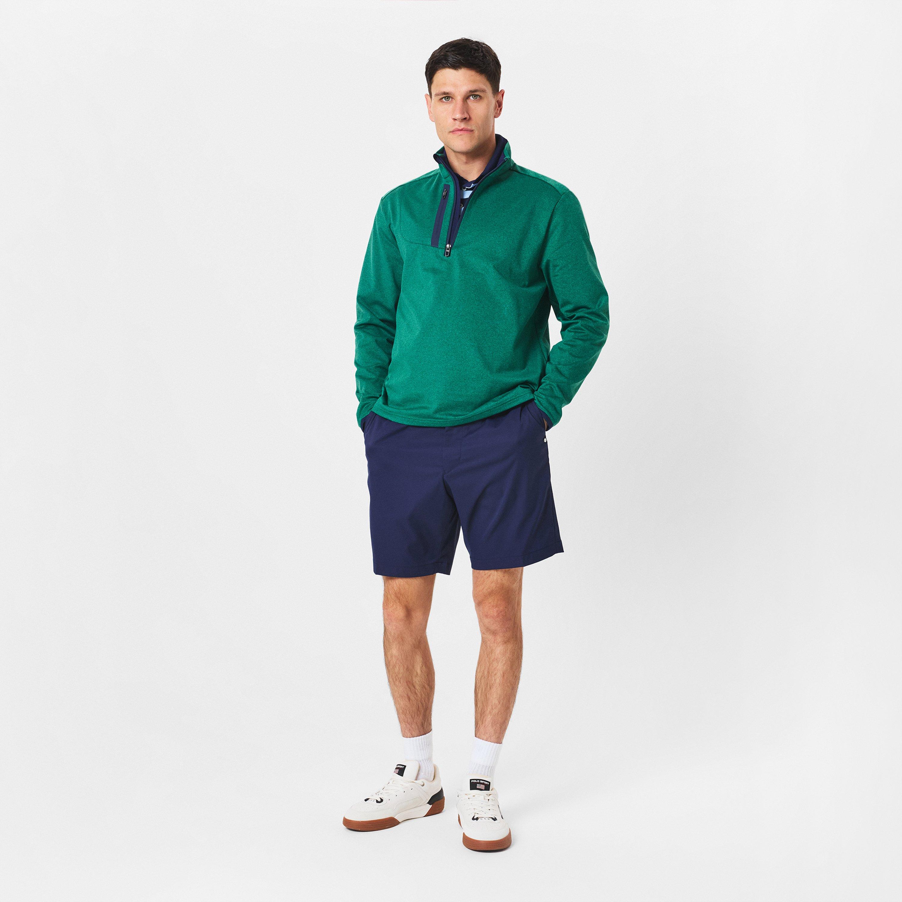 Green Heather - Polo Ralph Lauren - Men's RLX Cotton Long Sleeve Half Zip Performance Golf Jacket - 6