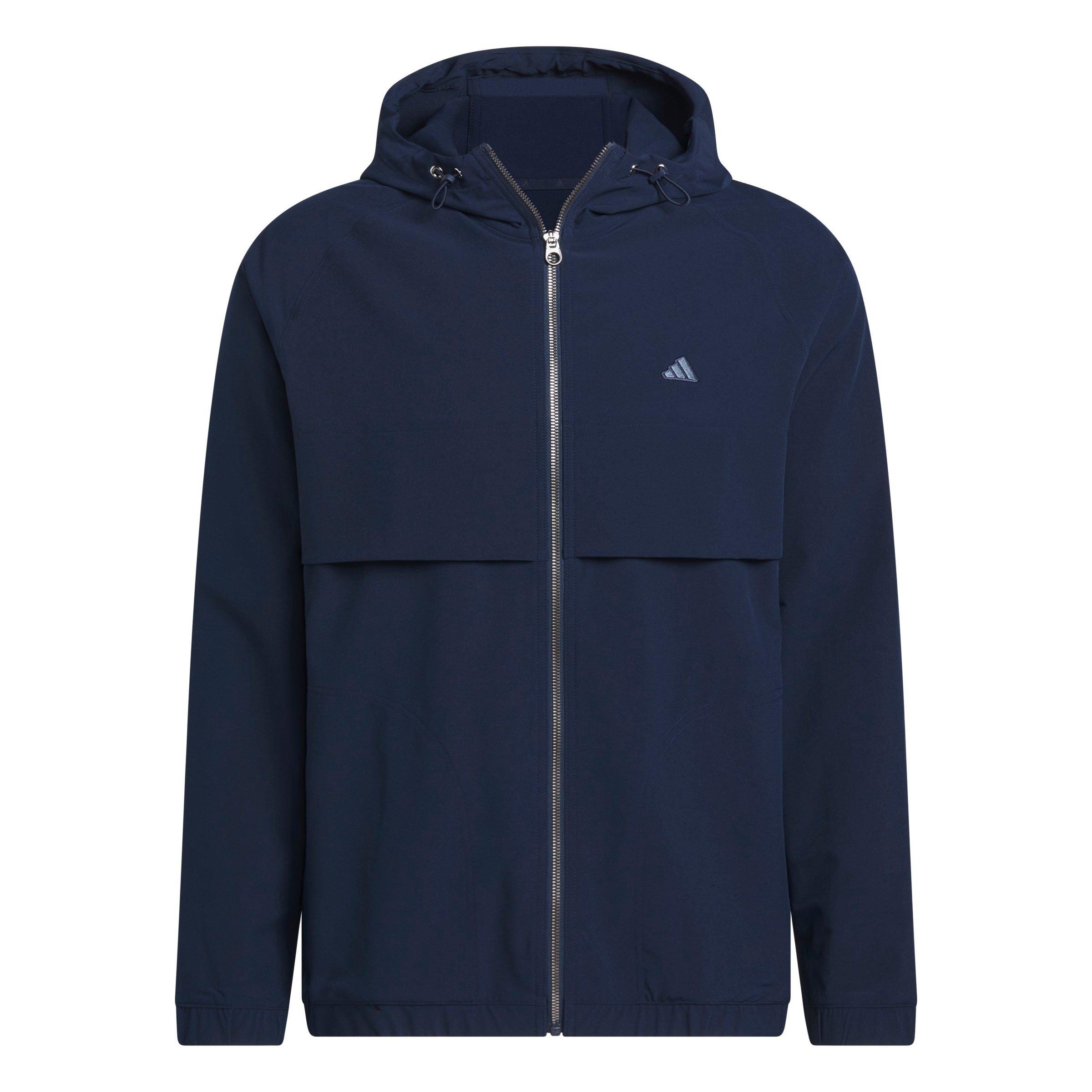 Adidas Men's Go To Full-Zip Windbreaker Thermal Performance Golf Jacket - Navy - M