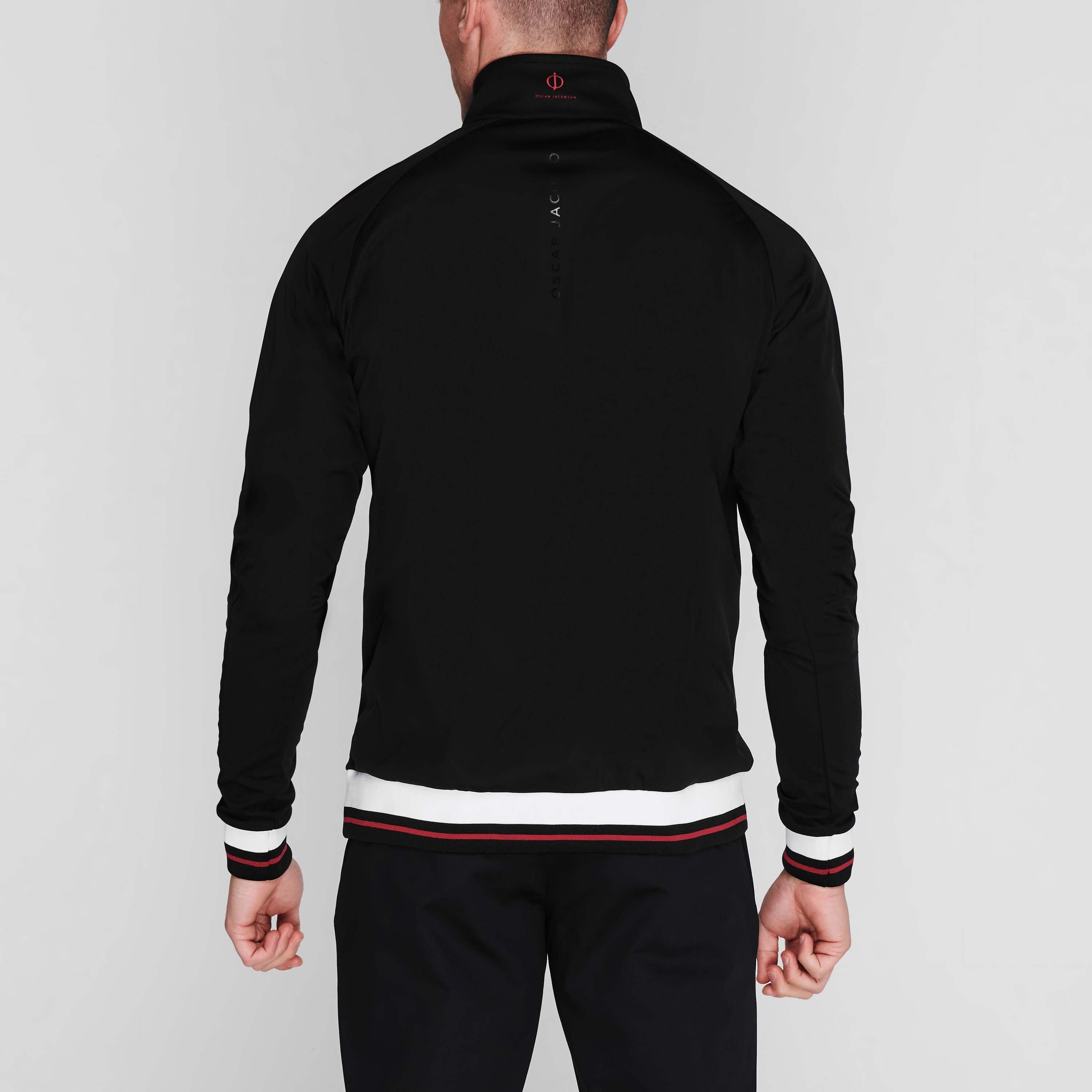 Crna - Oscar Jacobson - Men's  Ramsey Water Resistant Windproof Long Sleeve Performance Golf Jacket - 3