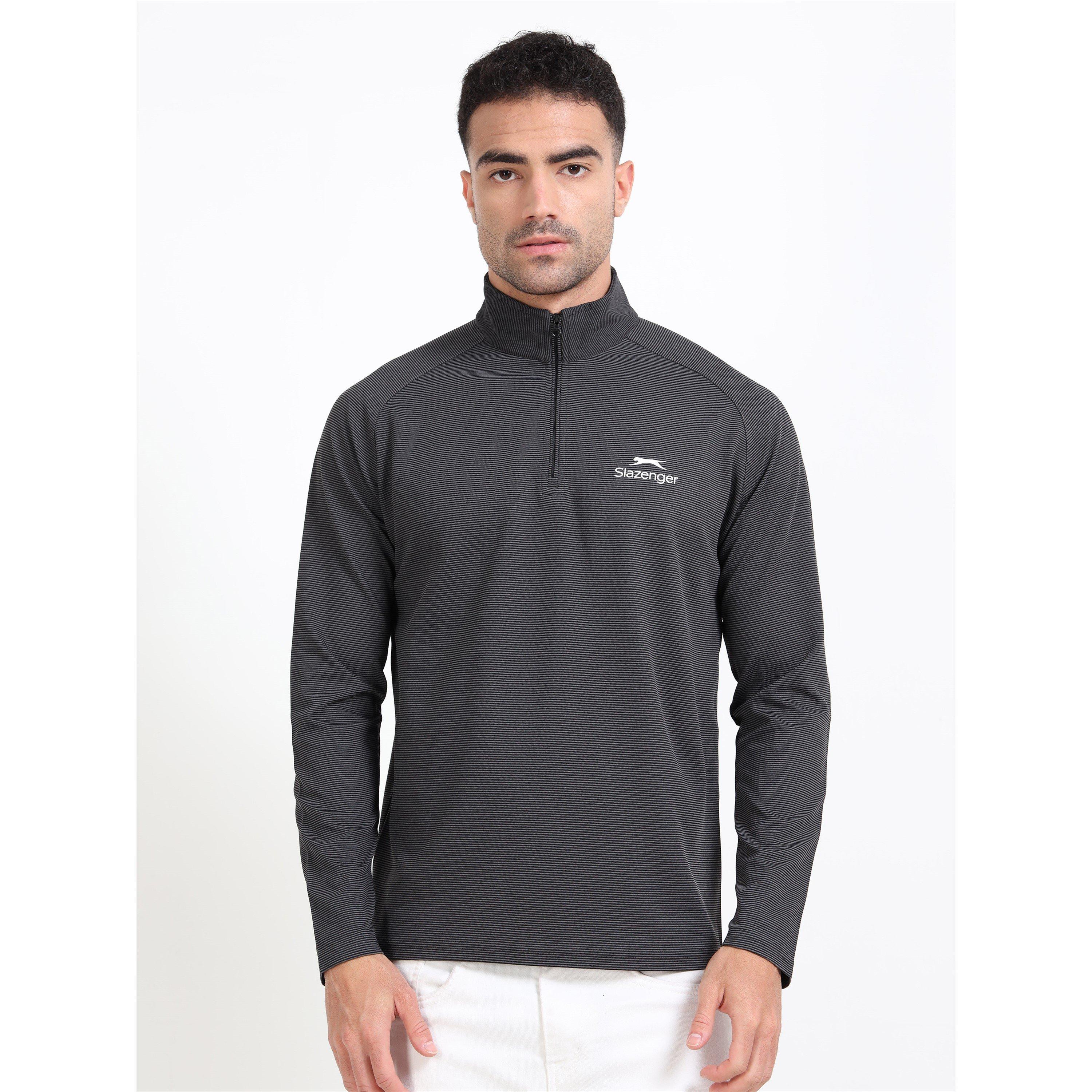 Grey - Slazenger - Men's Hybrid Quarter Zip Long Sleeve Performance Golf Jacket - 1