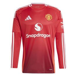 adidas Manchester United Home Long Sleeve Shirt 2024 2025 Adults