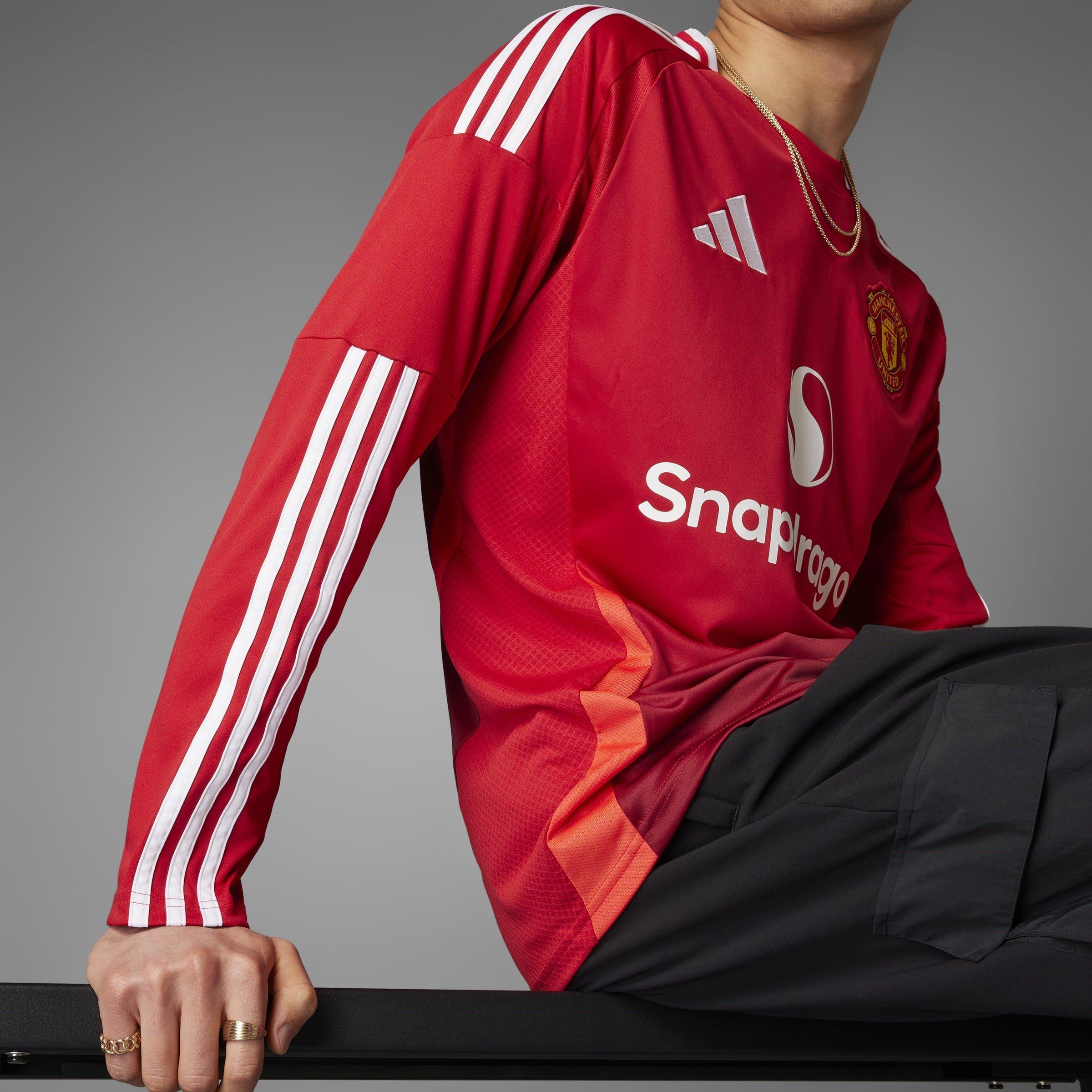 Red - adidas - Manchester United Home Long Sleeve Shirt 2024 2025 Adults - 13