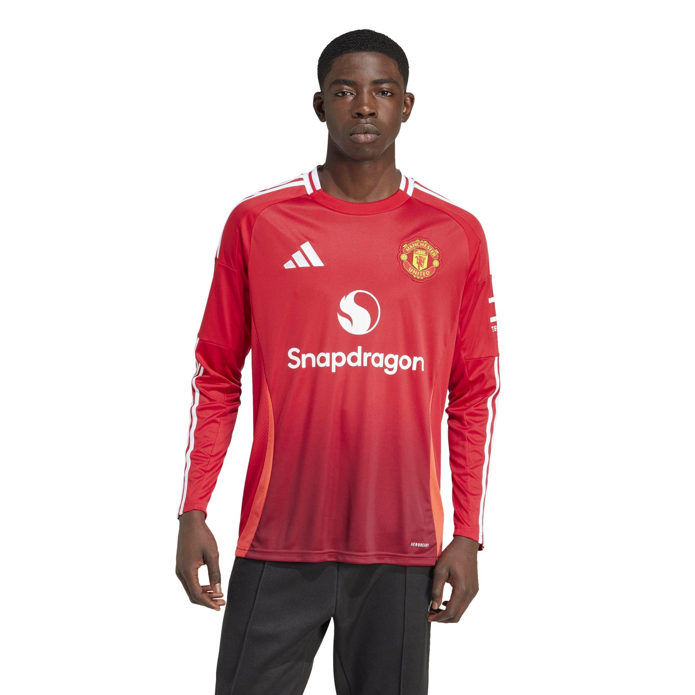 Red - adidas - Manchester United Home Long Sleeve Shirt 2024 2025 Adults - 3