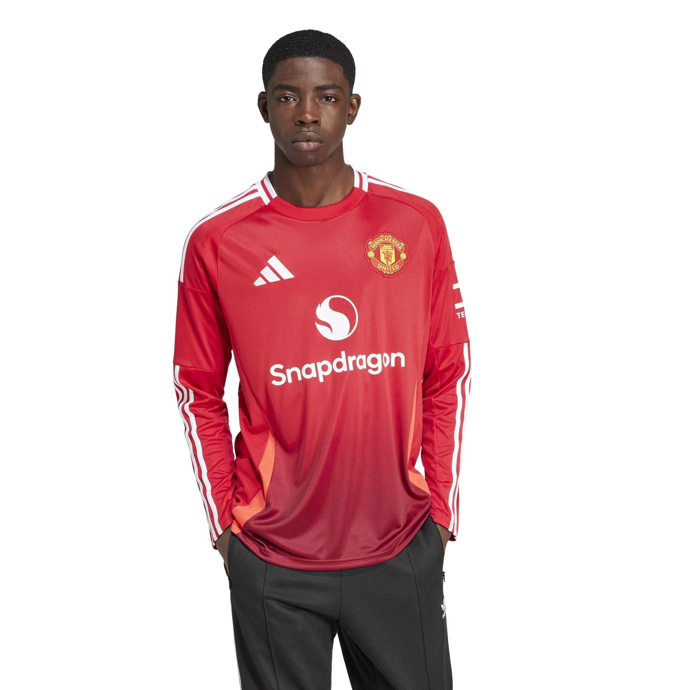 Red - adidas - Manchester United Home Long Sleeve Shirt 2024 2025 Adults - 5