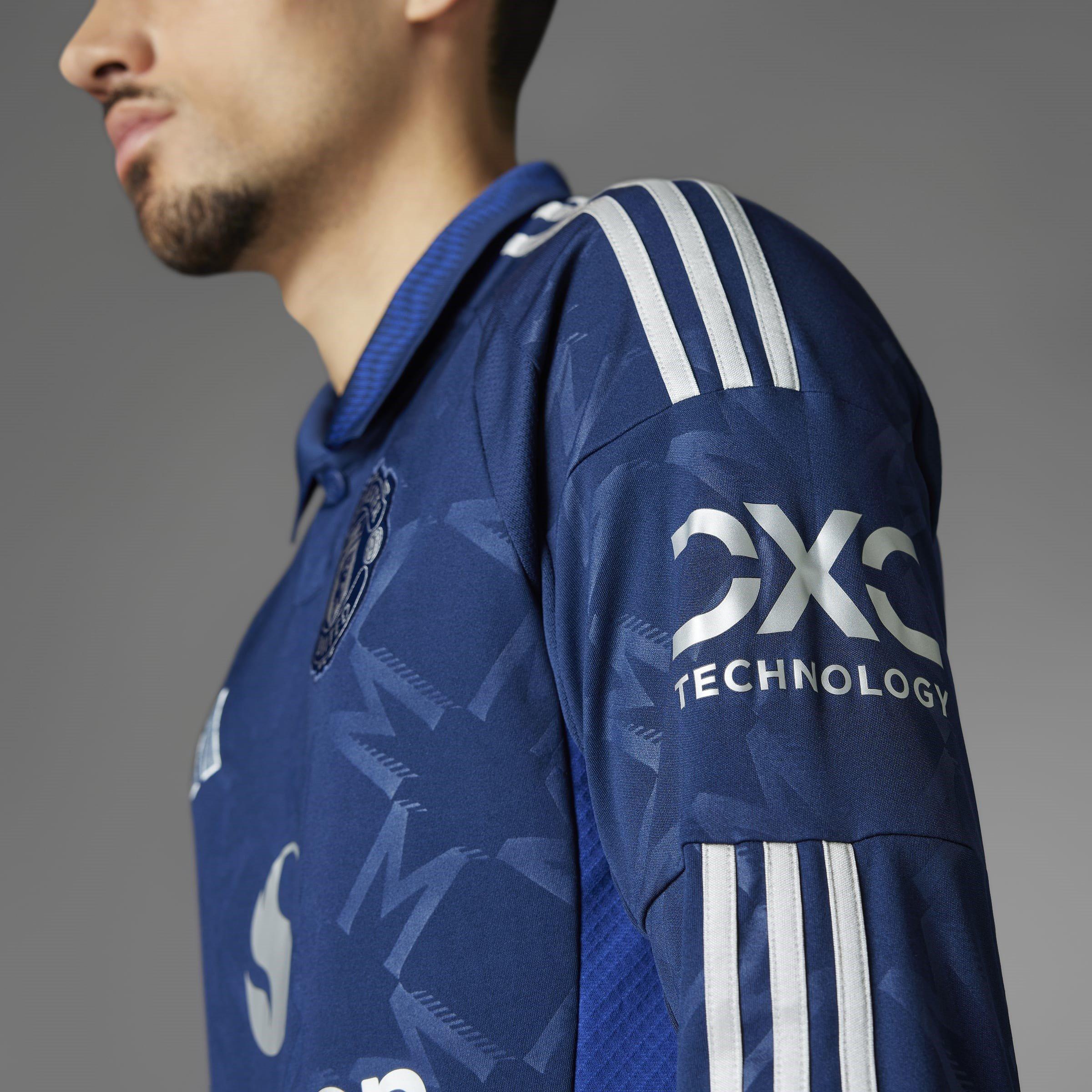 Blu - adidas - Manchester United Away Long Sleeve Shirt Adults - 14