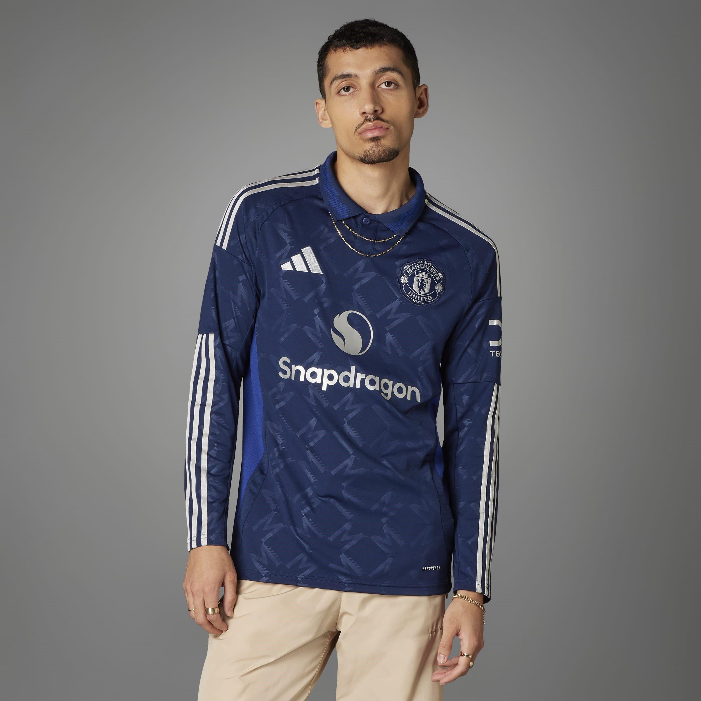 Blu - adidas - Manchester United Away Long Sleeve Shirt Adults - 8