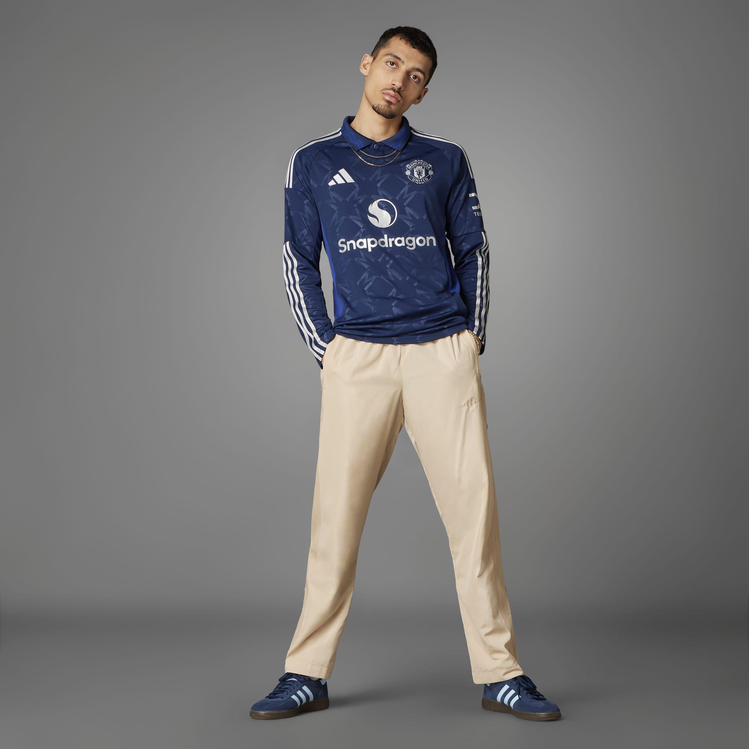 Blu - adidas - Manchester United Away Long Sleeve Shirt Adults - 10