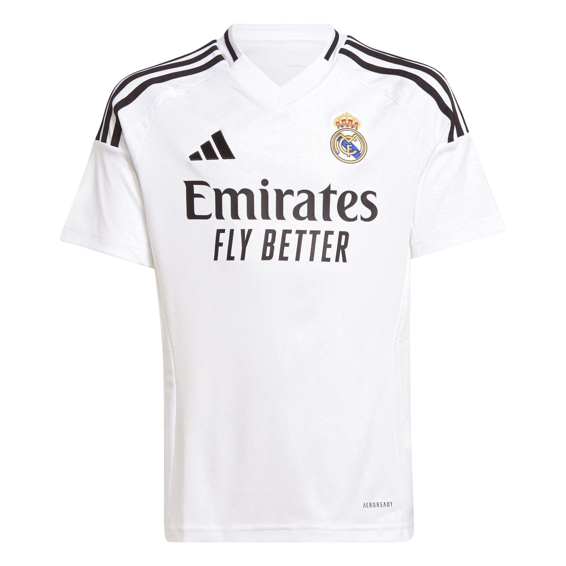 Adidas Boys Real Madrid Home Shirt 2024 2025 Juniors - White - 13 Years