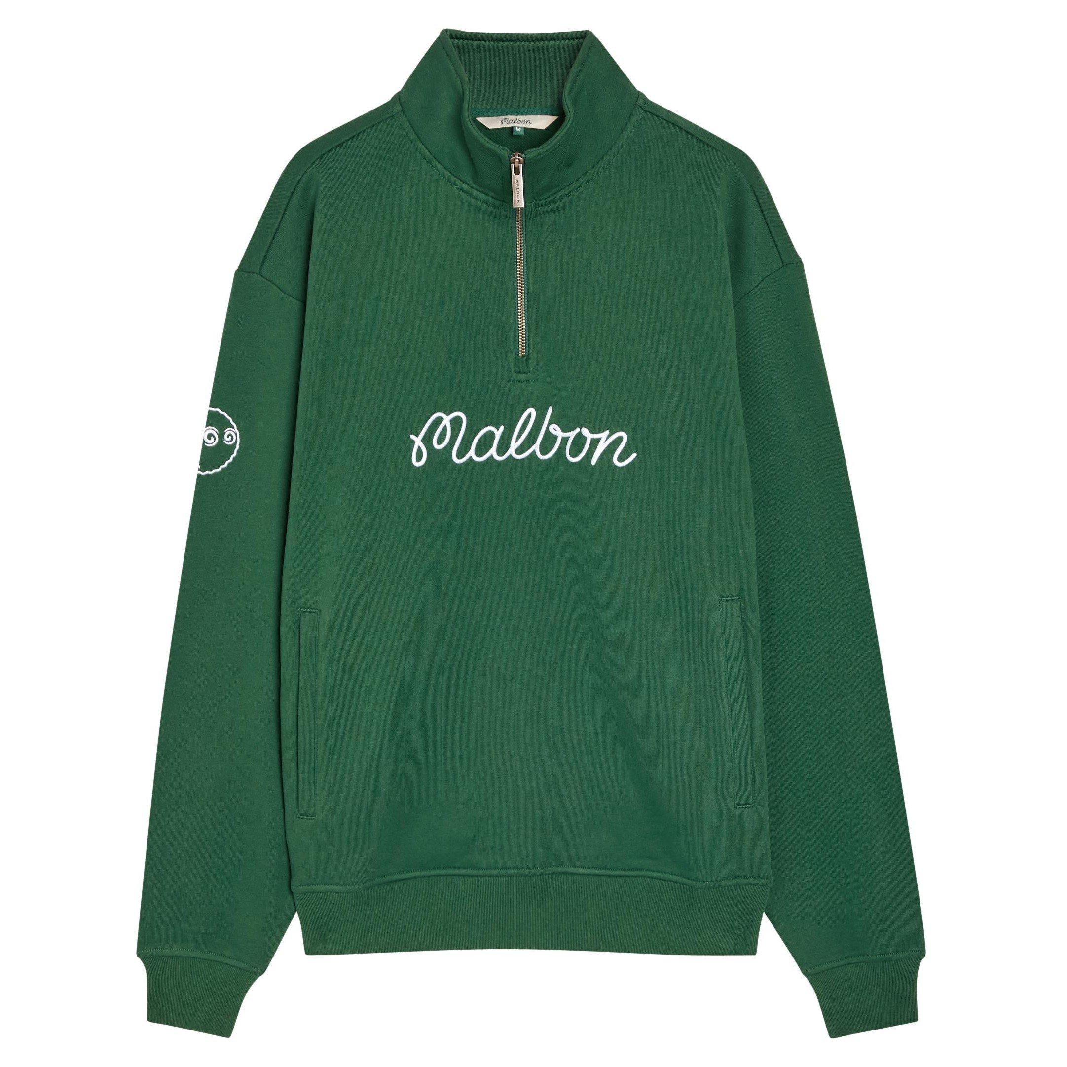GREEN - Malbon - MAL COLLEGIATE HALF ZIP