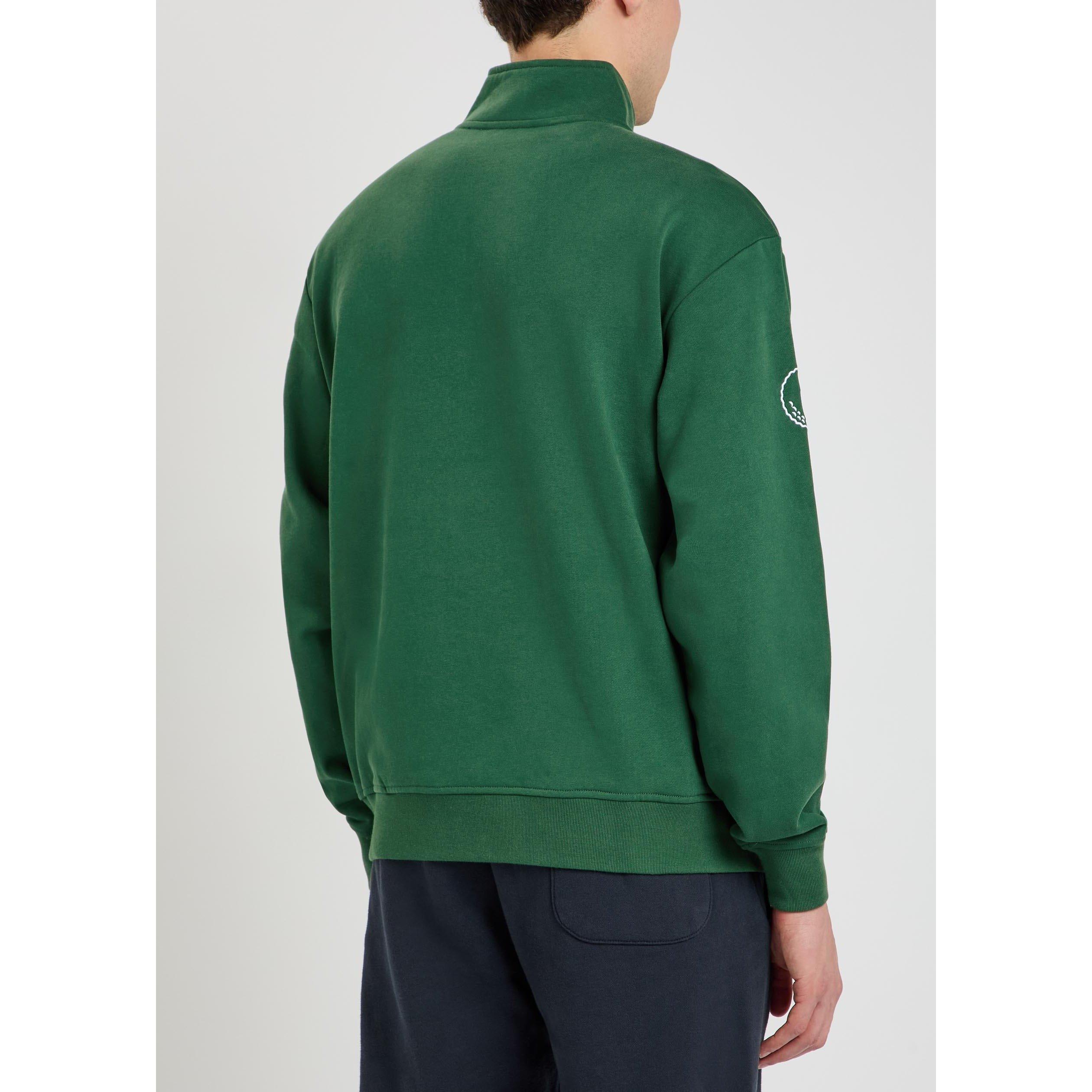 GREEN - Malbon - Men's Collegiate Half-Zip Cotton Pullover - 3