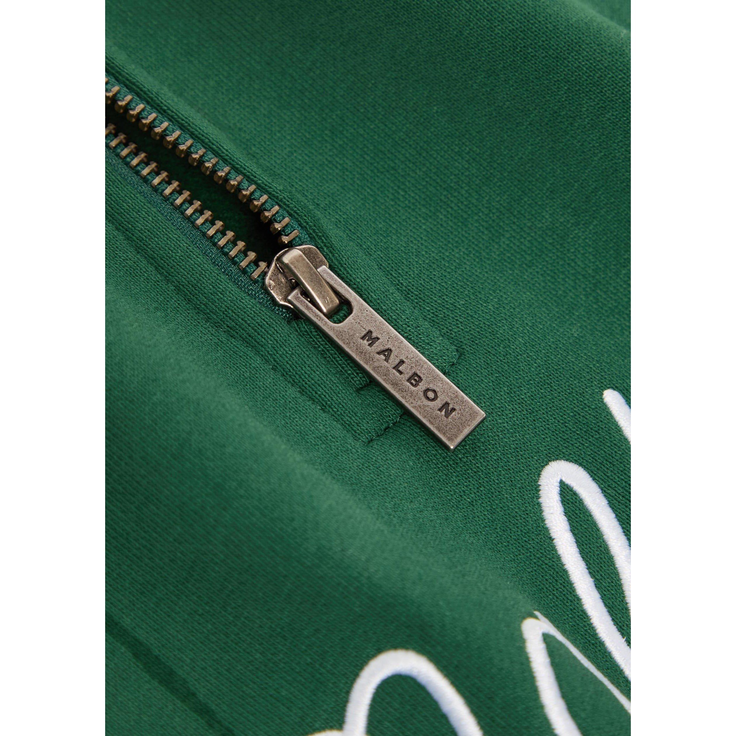 GREEN - Malbon - Men's Collegiate Half-Zip Cotton Pullover - 4