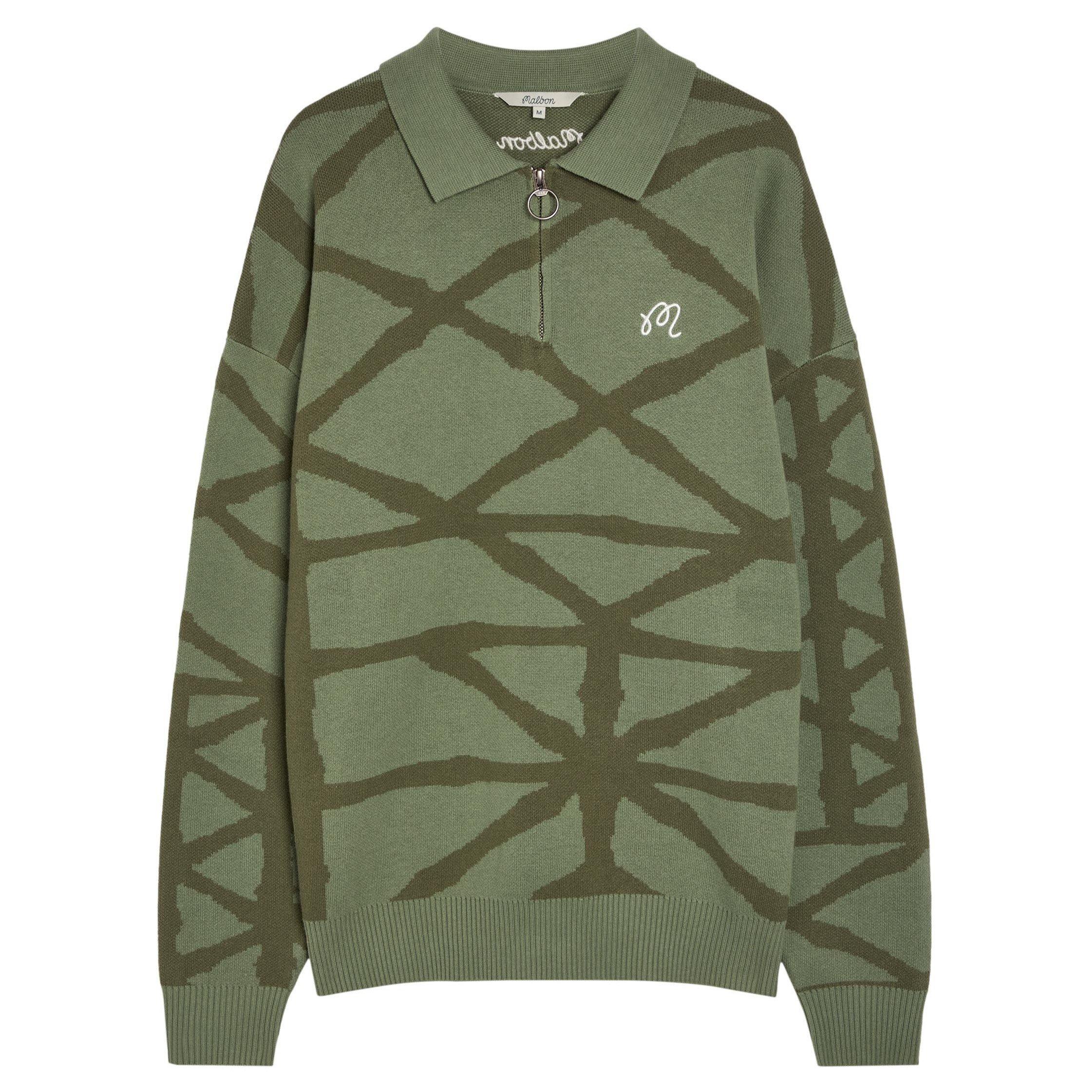 OLIVE - Malbon - Men's Verdant Cotton Funnel-Neck Jumper - 1