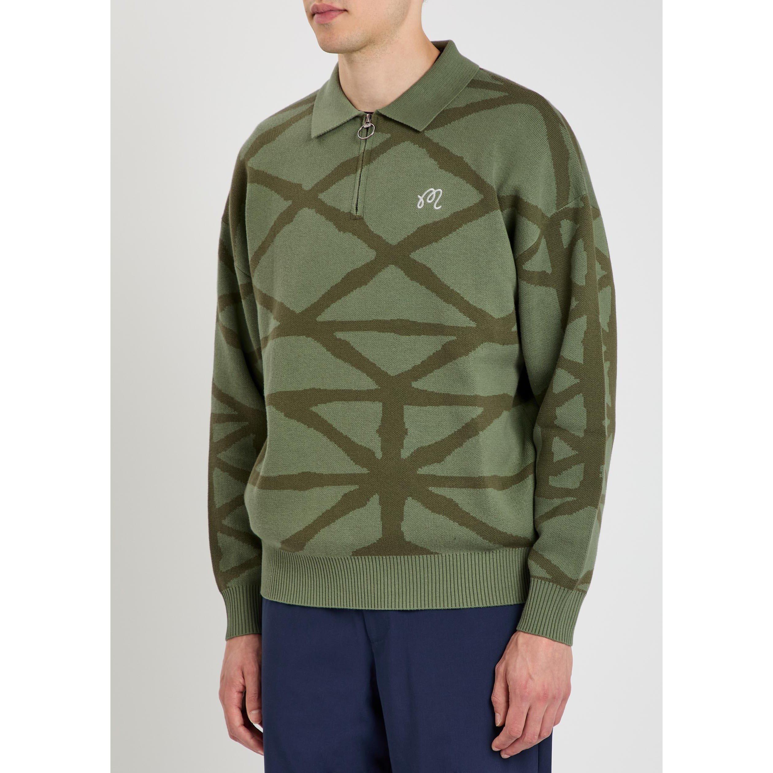 OLIVE - Malbon - Men's Verdant Cotton Funnel-Neck Jumper - 2