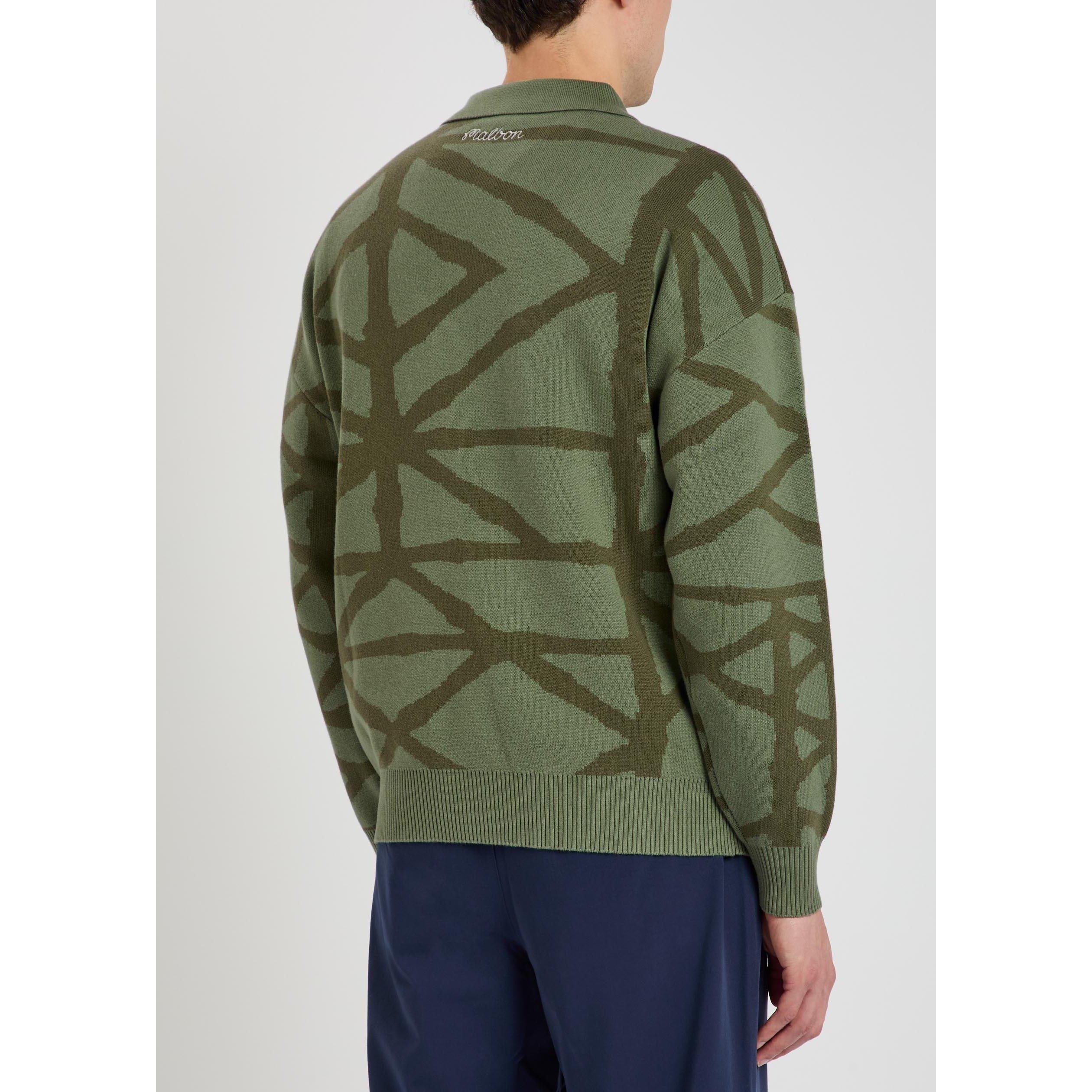 OLIVE - Malbon - Men's Verdant Cotton Funnel-Neck Jumper - 3