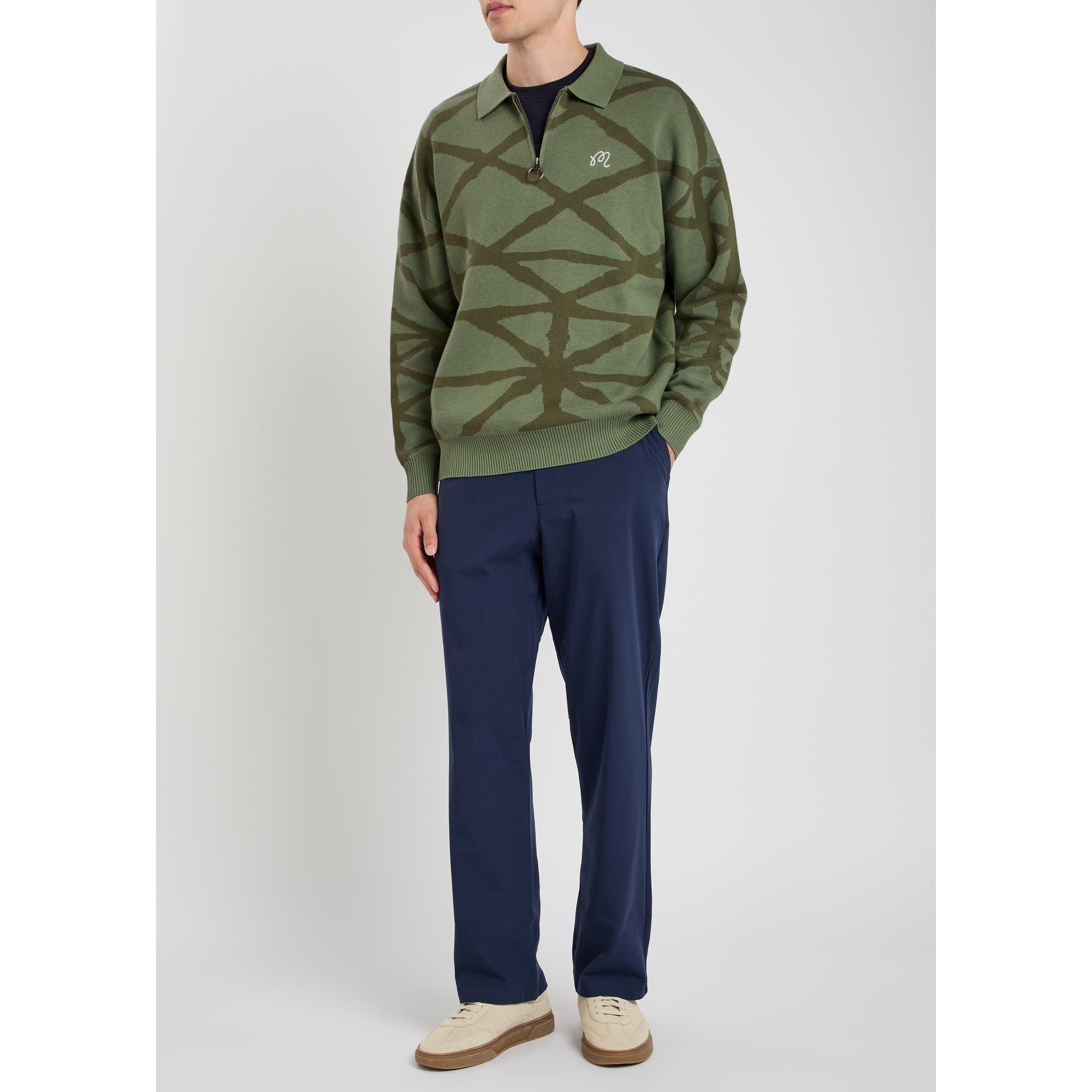 OLIVE - Malbon - Men's Verdant Cotton Funnel-Neck Jumper - 5
