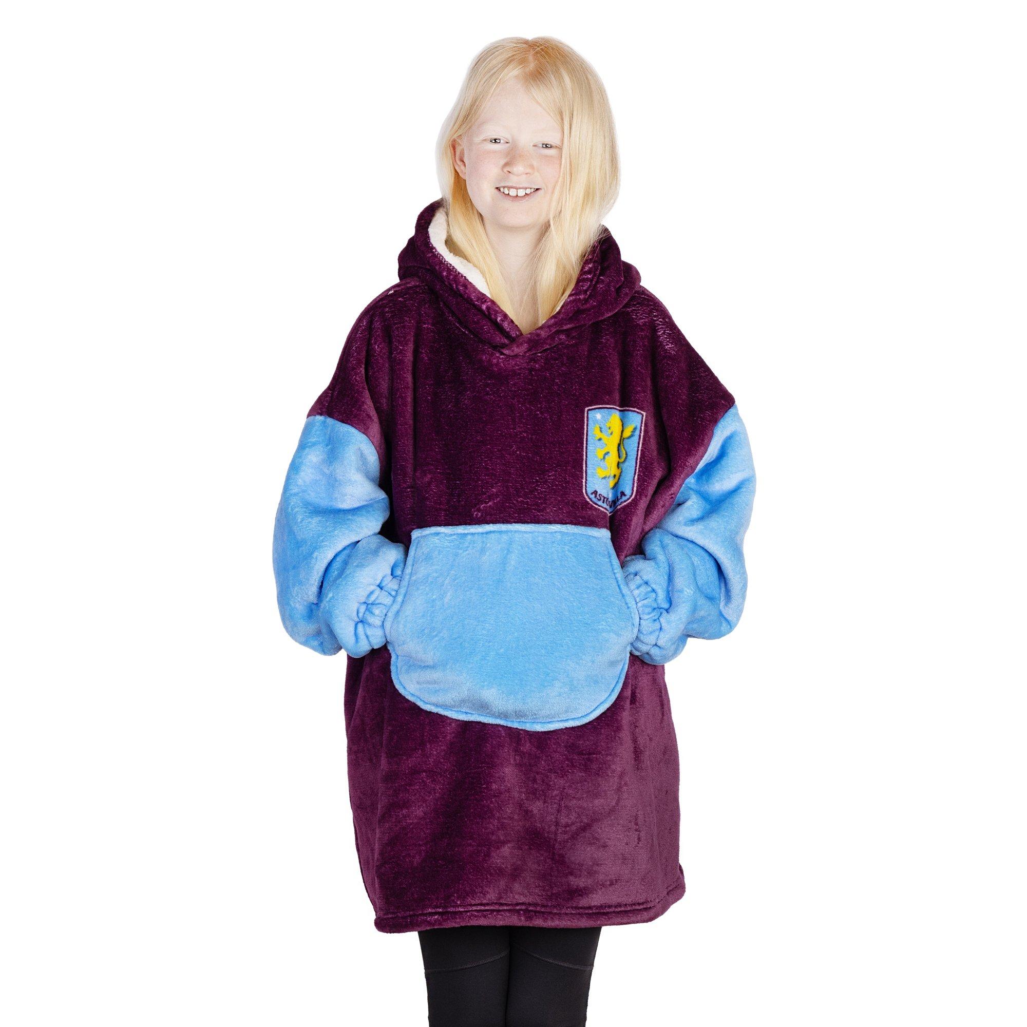 Team  Kids Football Officially Licensed Sherpa Fleece Hoodie For Kids - Aston Villa Fc