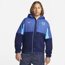 Bleu Multi - Nike - Closed button-down organic cotton jacket - 1