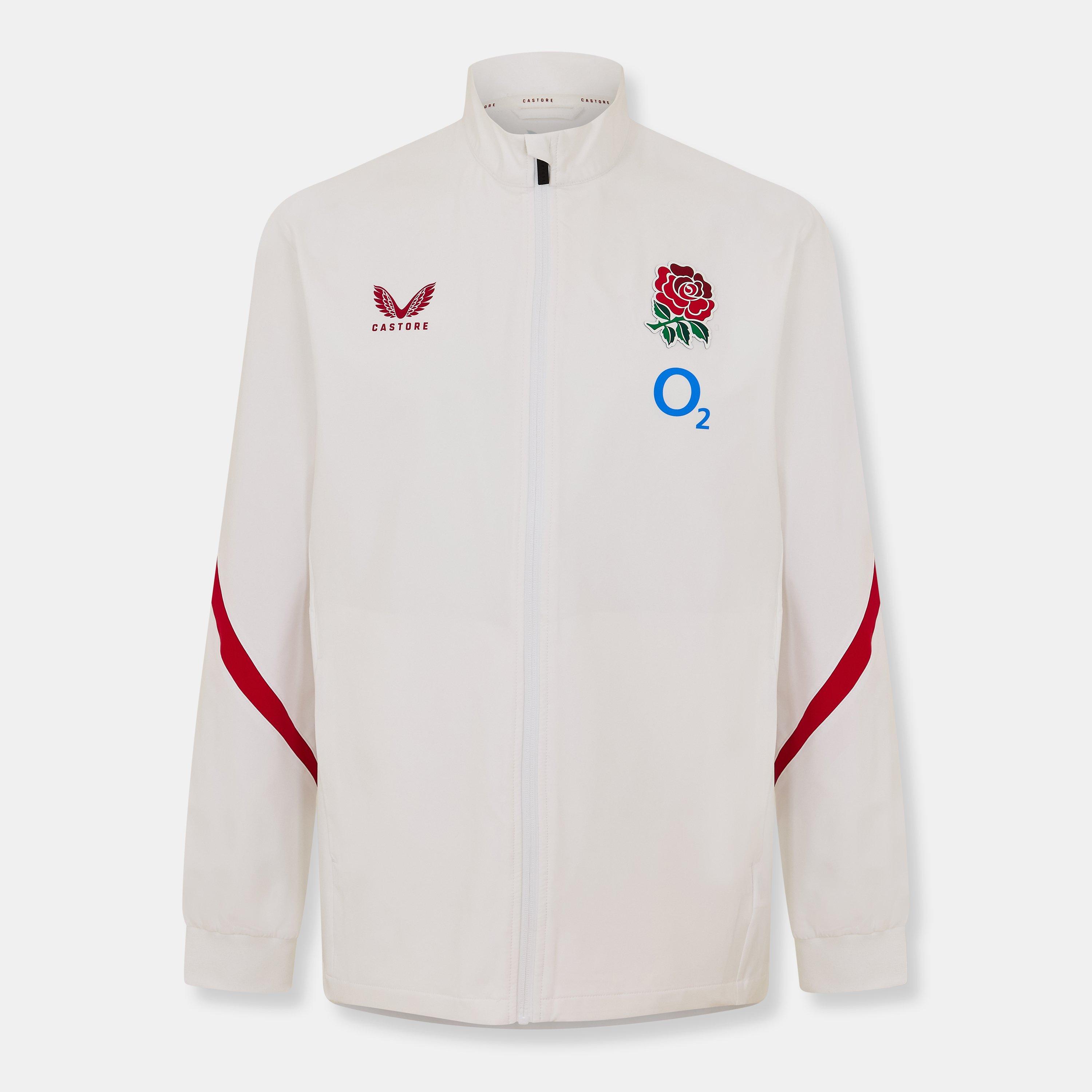 Branco Vermelho - Castore - Men's Rose Anthem England Rugby 2025 Long Sleeve Full Zip Jacket - 1