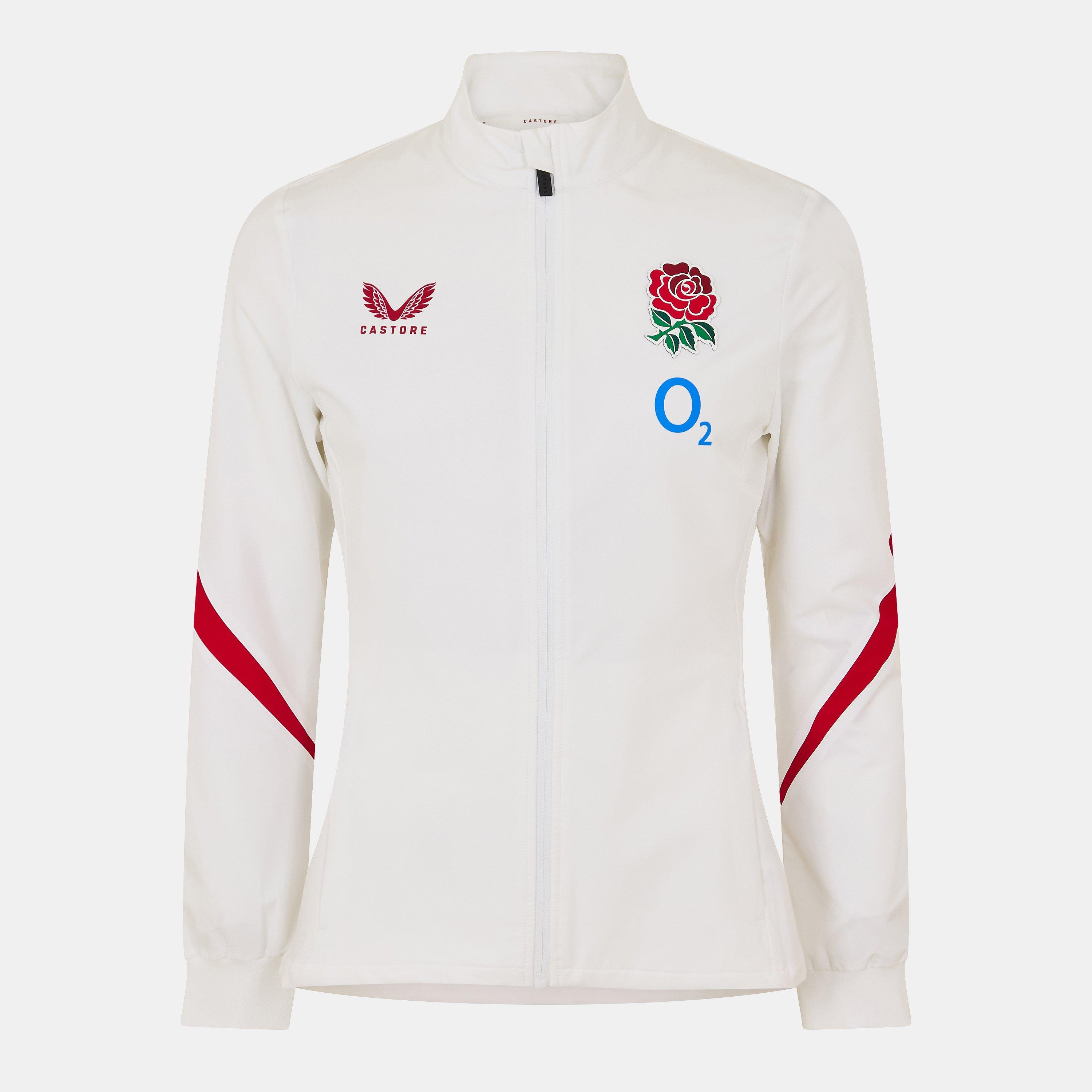White Red - Castore - Women's Rose Anthem England Rugby 2025 Long Sleeve Slim Fit Jacket - 1