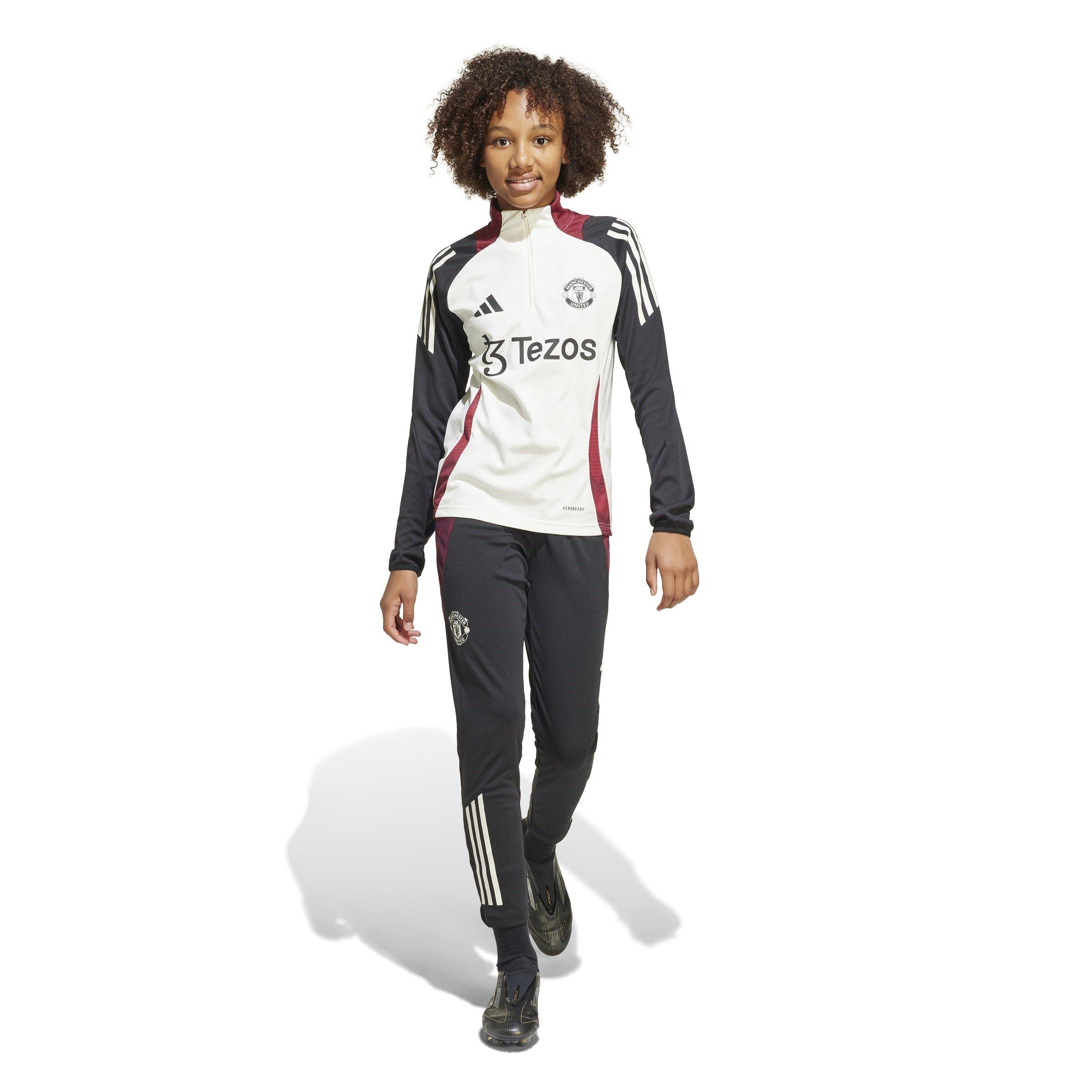 Branco Sujo/Preto - adidas - Manchester United Training Drill Top 2024 2025 Juniors - 4