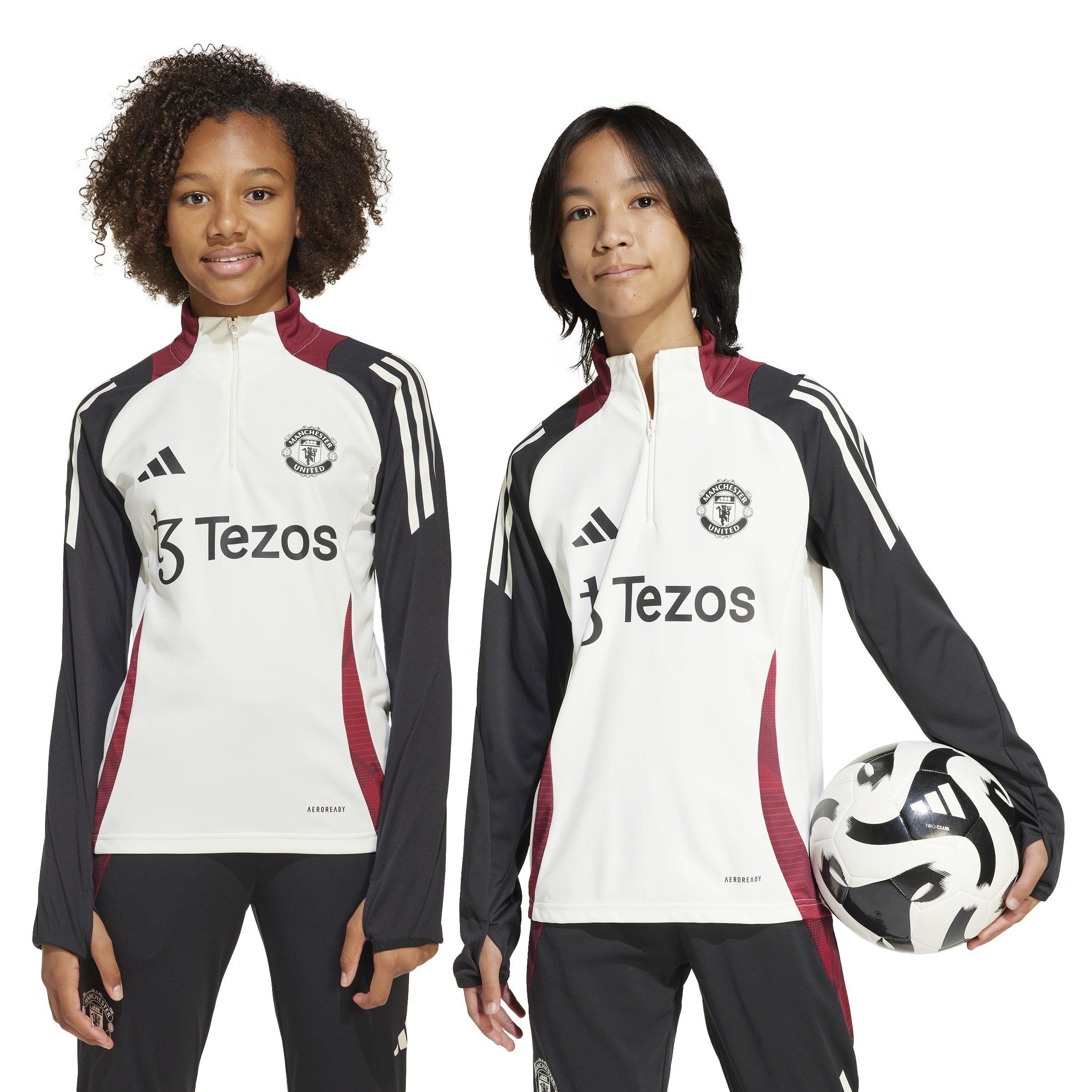 Branco Sujo/Preto - adidas - Manchester United Training Drill Top 2024 2025 Juniors - 5