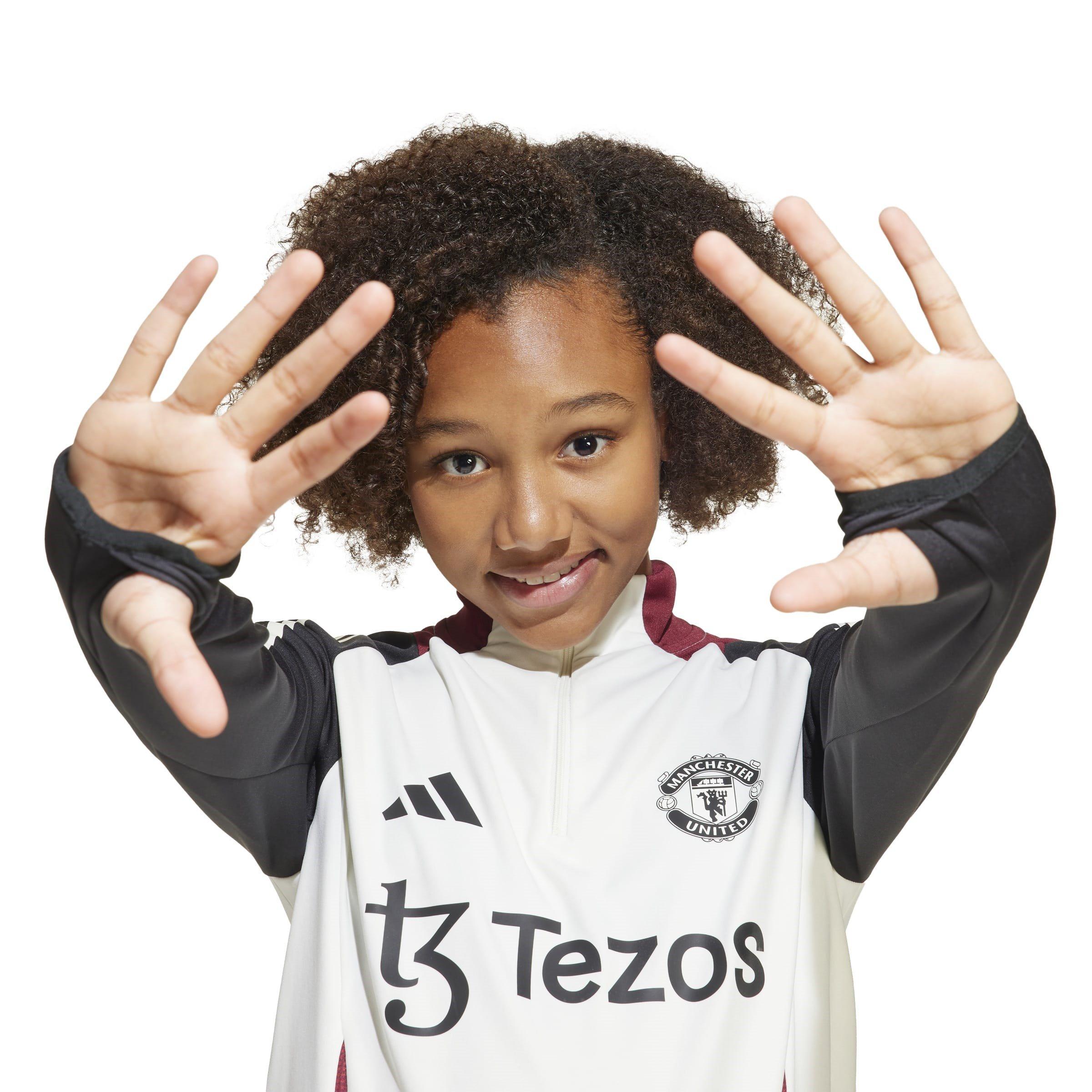 Branco Sujo/Preto - adidas - Manchester United Training Drill Top 2024 2025 Juniors - 7