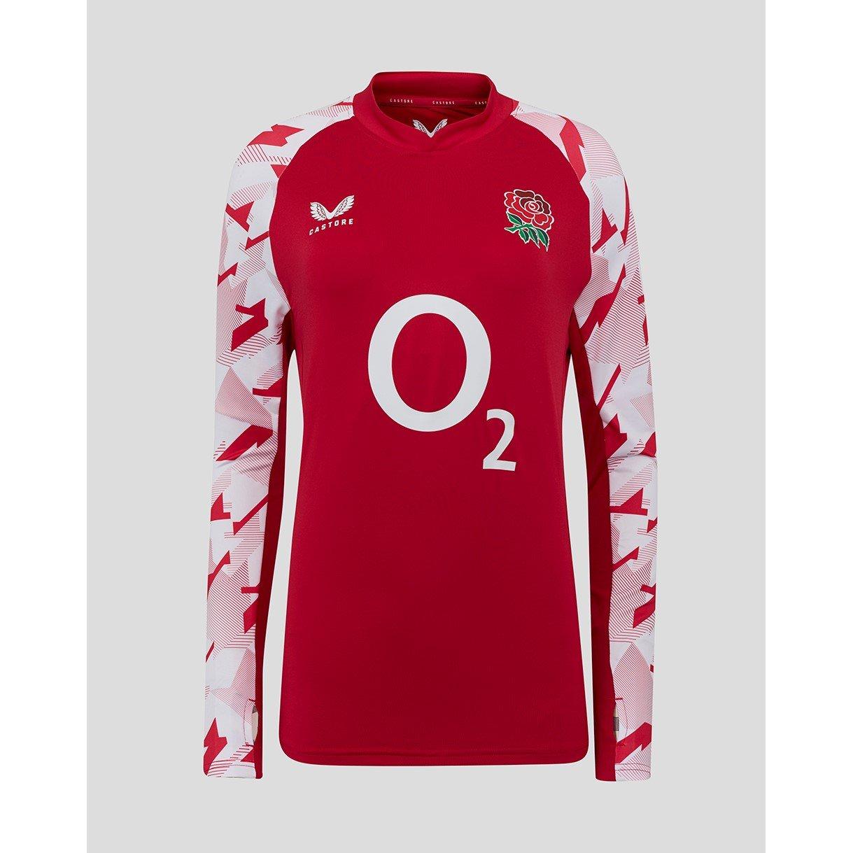 Castore Women's Long Sleeve Drill Top England Rugby 2025 - Red/White - 10 (S)