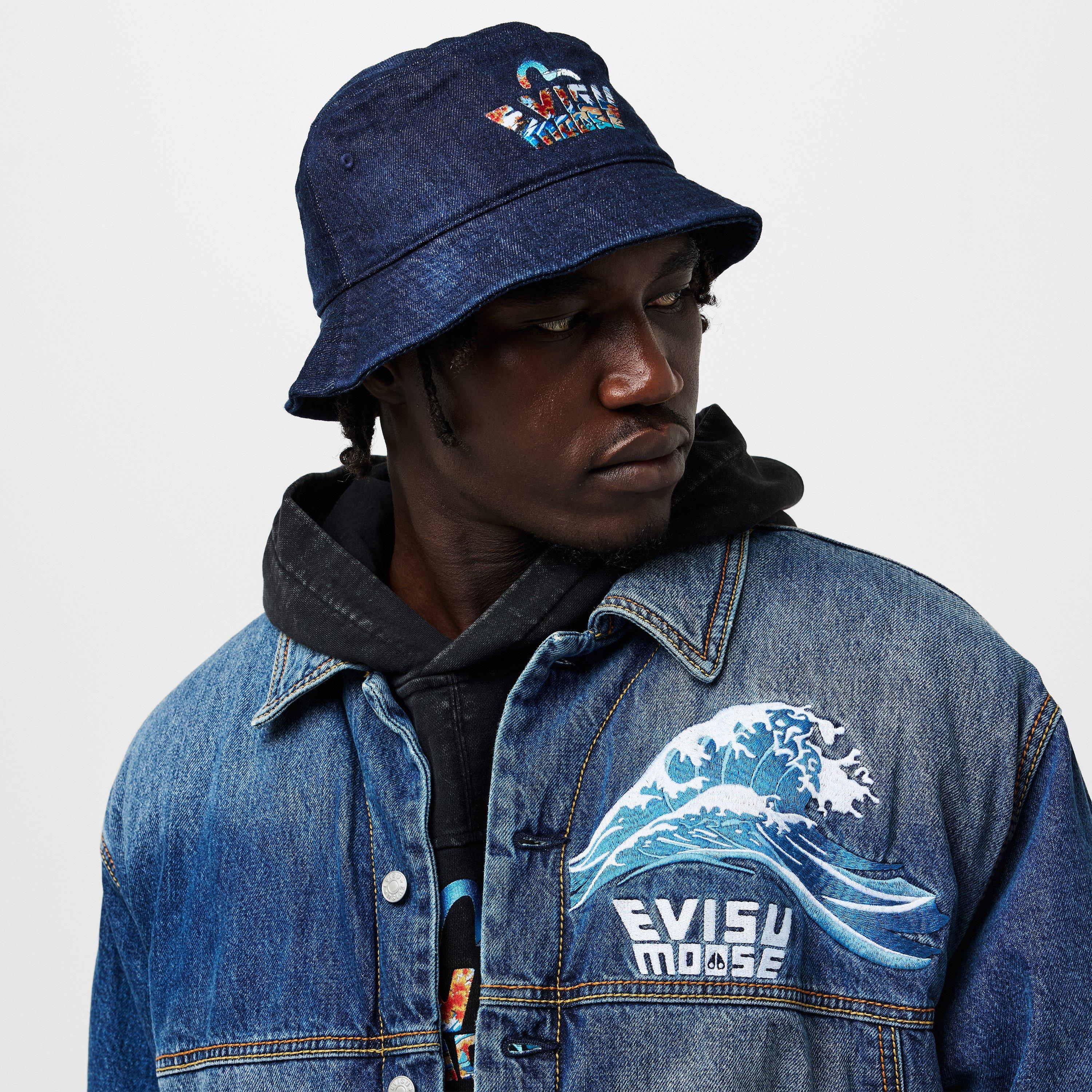 Blue Denim - Moose Knuckles - Mens x Evisu Denim Bucket Hat - 3