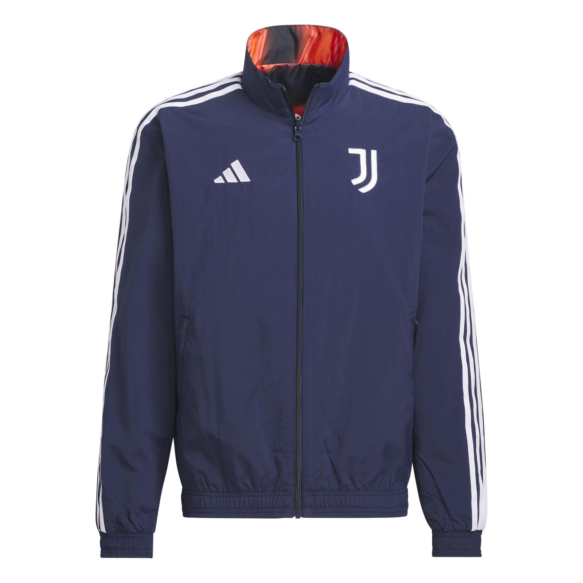 Night Indigo - adidas - Men's Juventus Reversible Anthem Long Sleeve Licensed Rain Anorak - 1