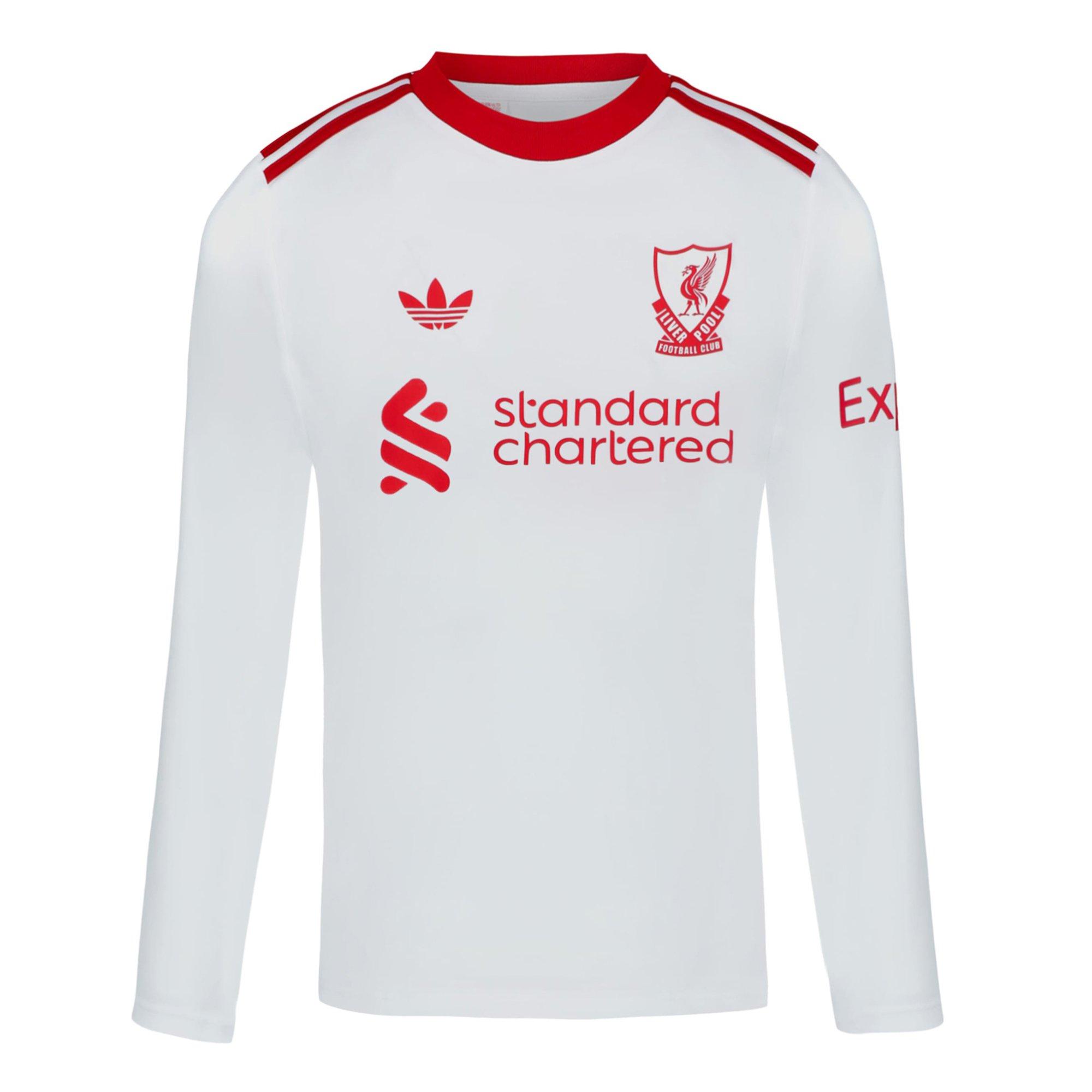 White - adidas - Mens Liverpool Away Long Sleeve T-Shirt - 1