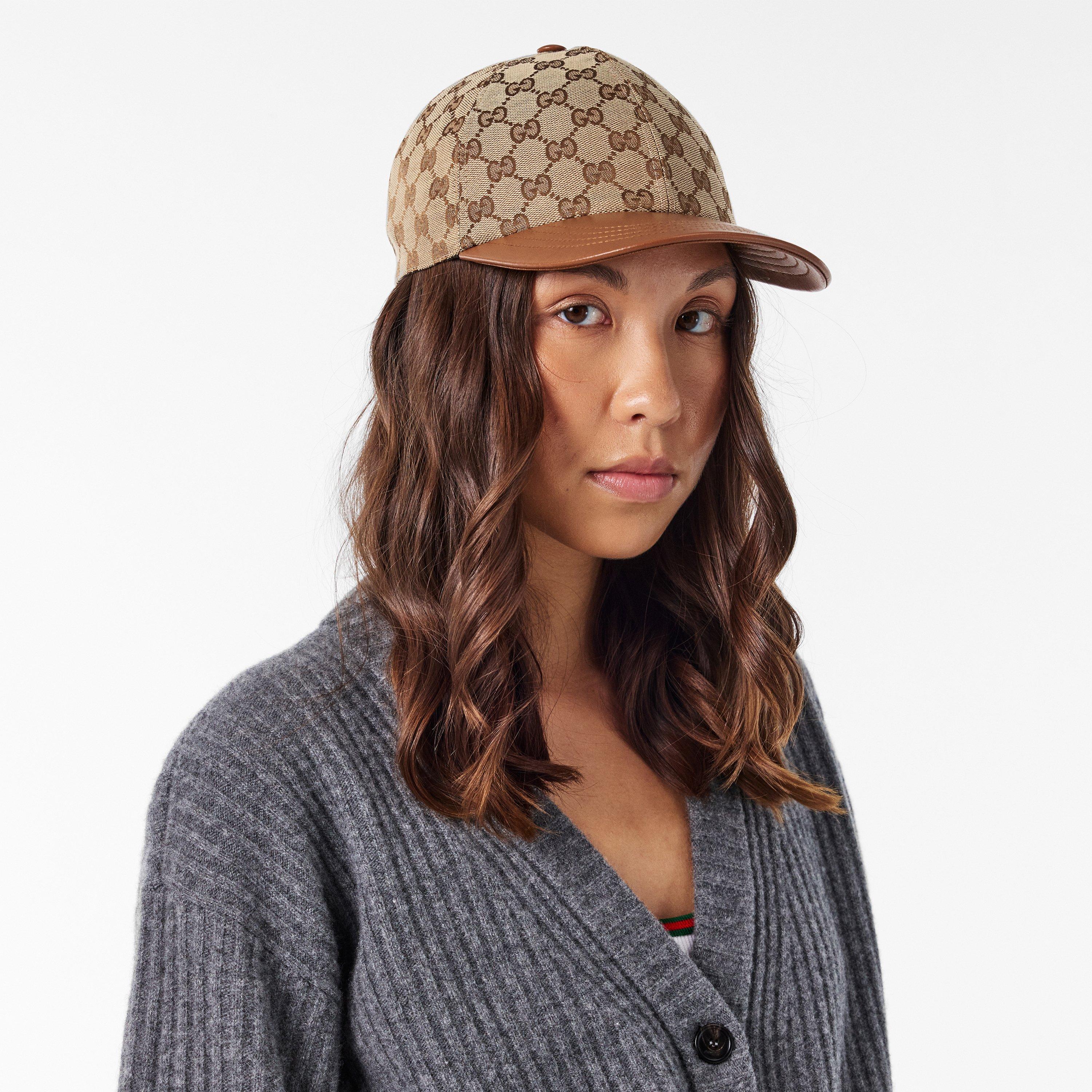 Beige - Gucci - Women's Canvas Leather Baseball Cap - 3