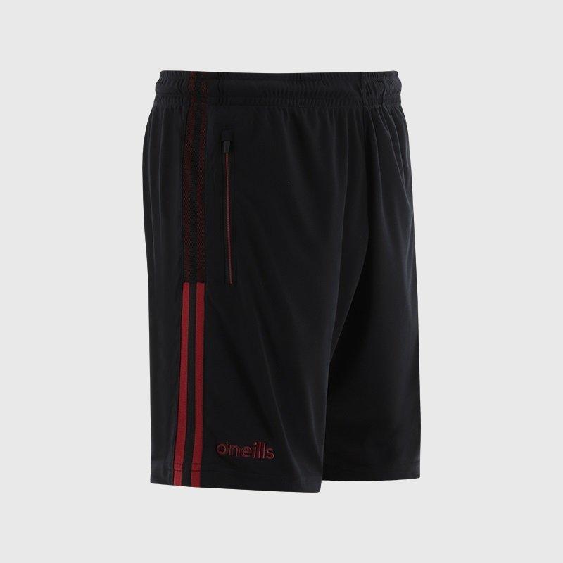 Blk/Chilli/Rhod - ONeills - Down Nepal GAA Poly Shorts Junior - 2