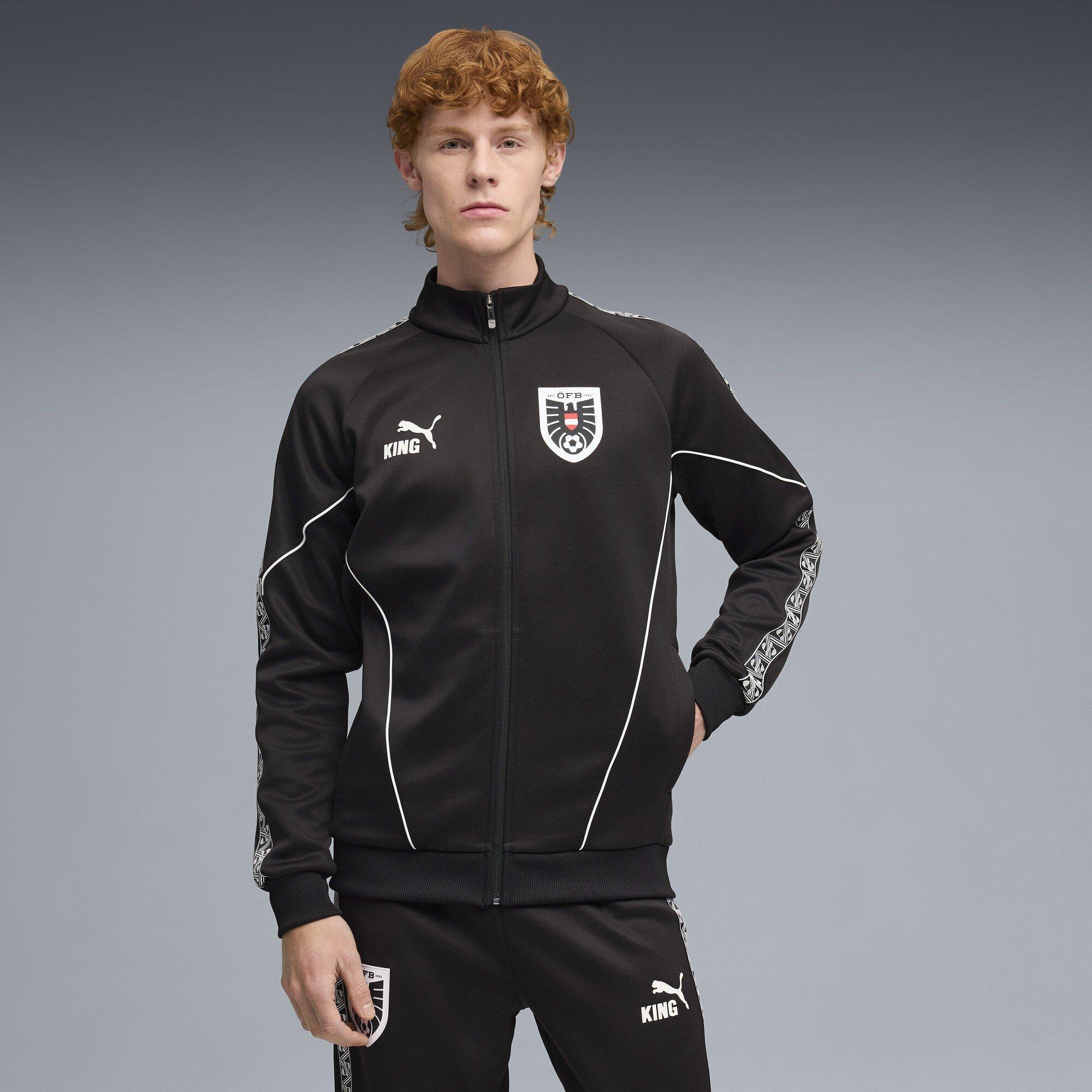 Zwart/Wit - Puma - Men's Austria International Licensed Tracksuit Top - 3
