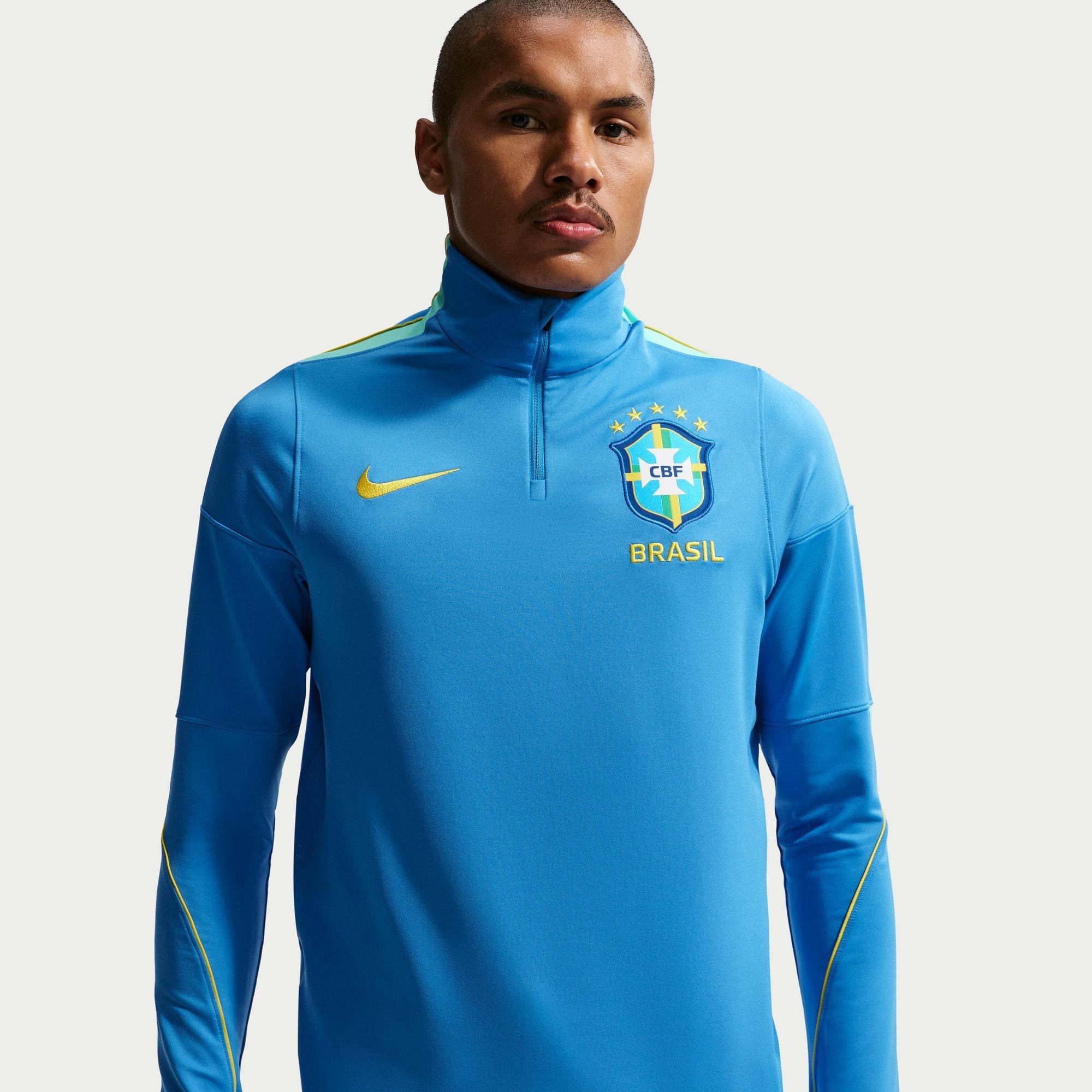 Nike Men's Brazil International Licensed Drill Top - Blue/Gold - L