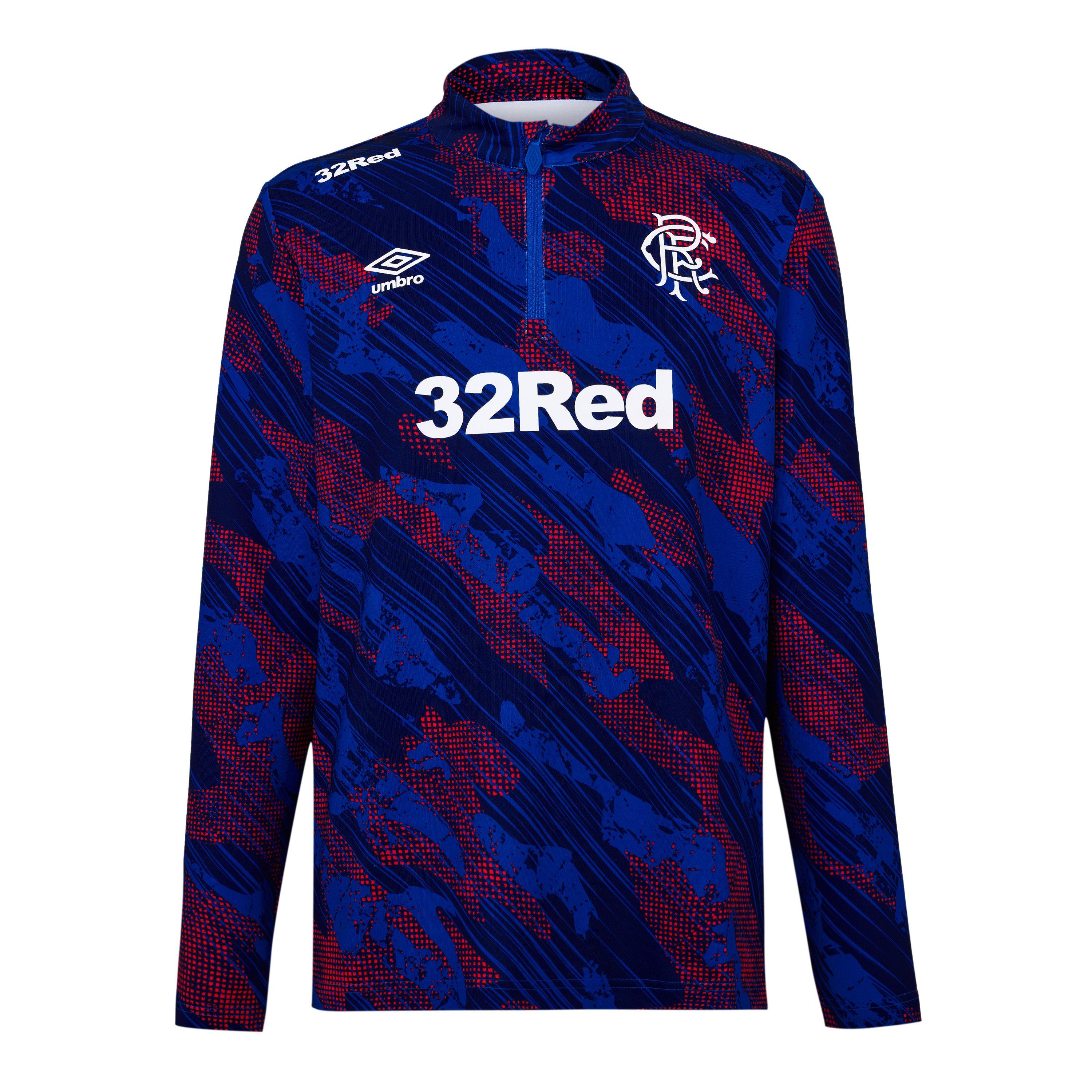 Blue/Red - Umbro - mens Umbro Rangers Armed Forces Pre Match Long Sleve Kit 2025 2026 - 1