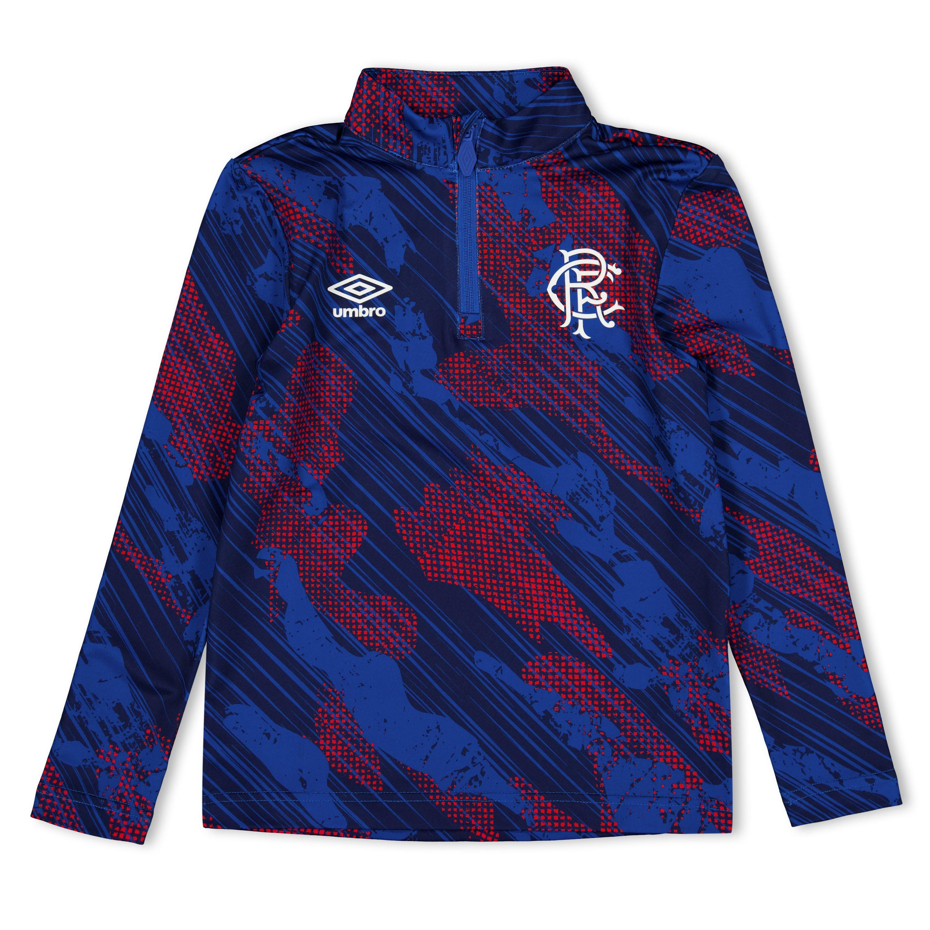 Blue/Red - Umbro - Juniors Umbro Rangers Armed Forces Pre Match Long Sleeve Kit 2025 2026 Kit - 1