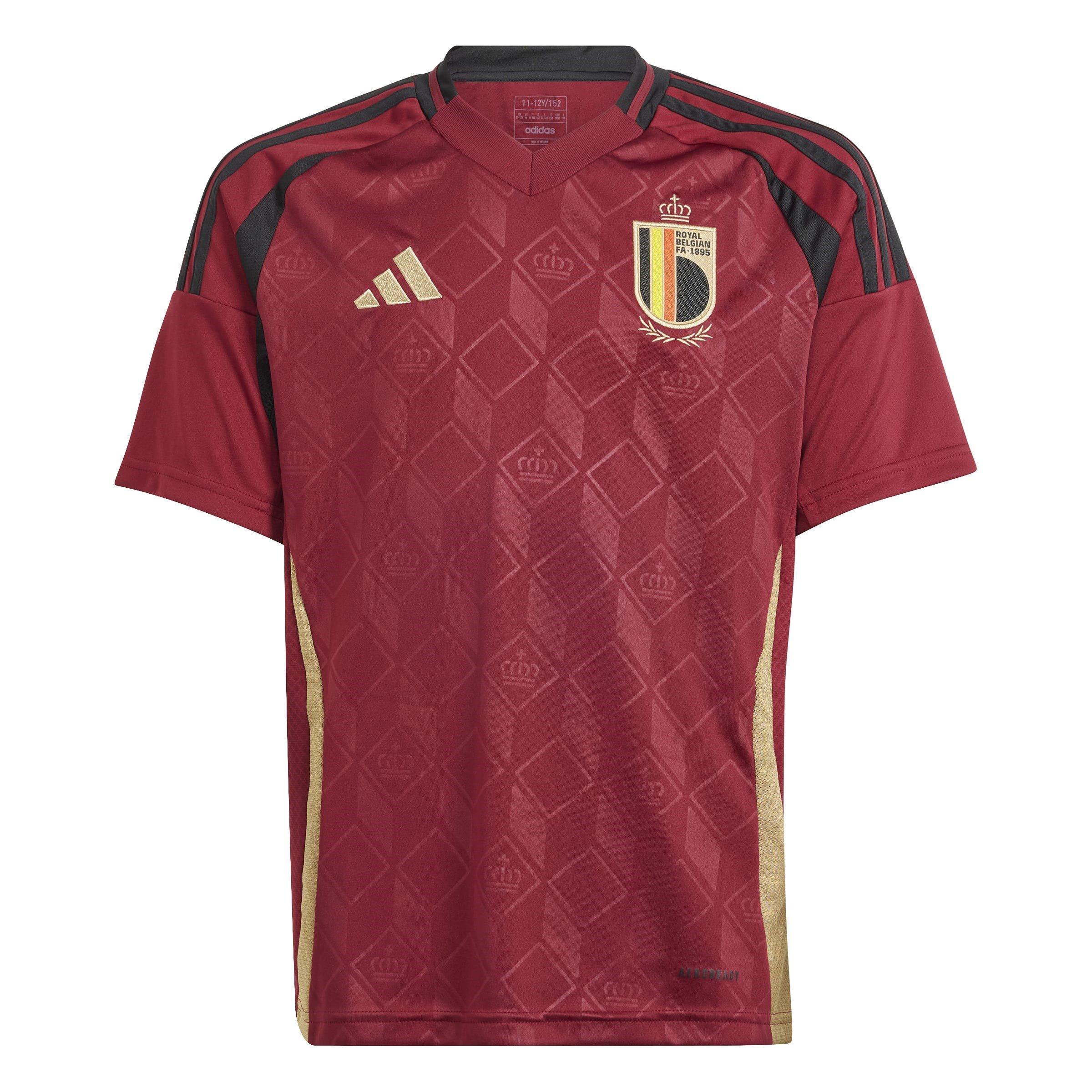 Adidas Boys Belgium Home Shirt 2024 Juniors - Red - 11-12 Years