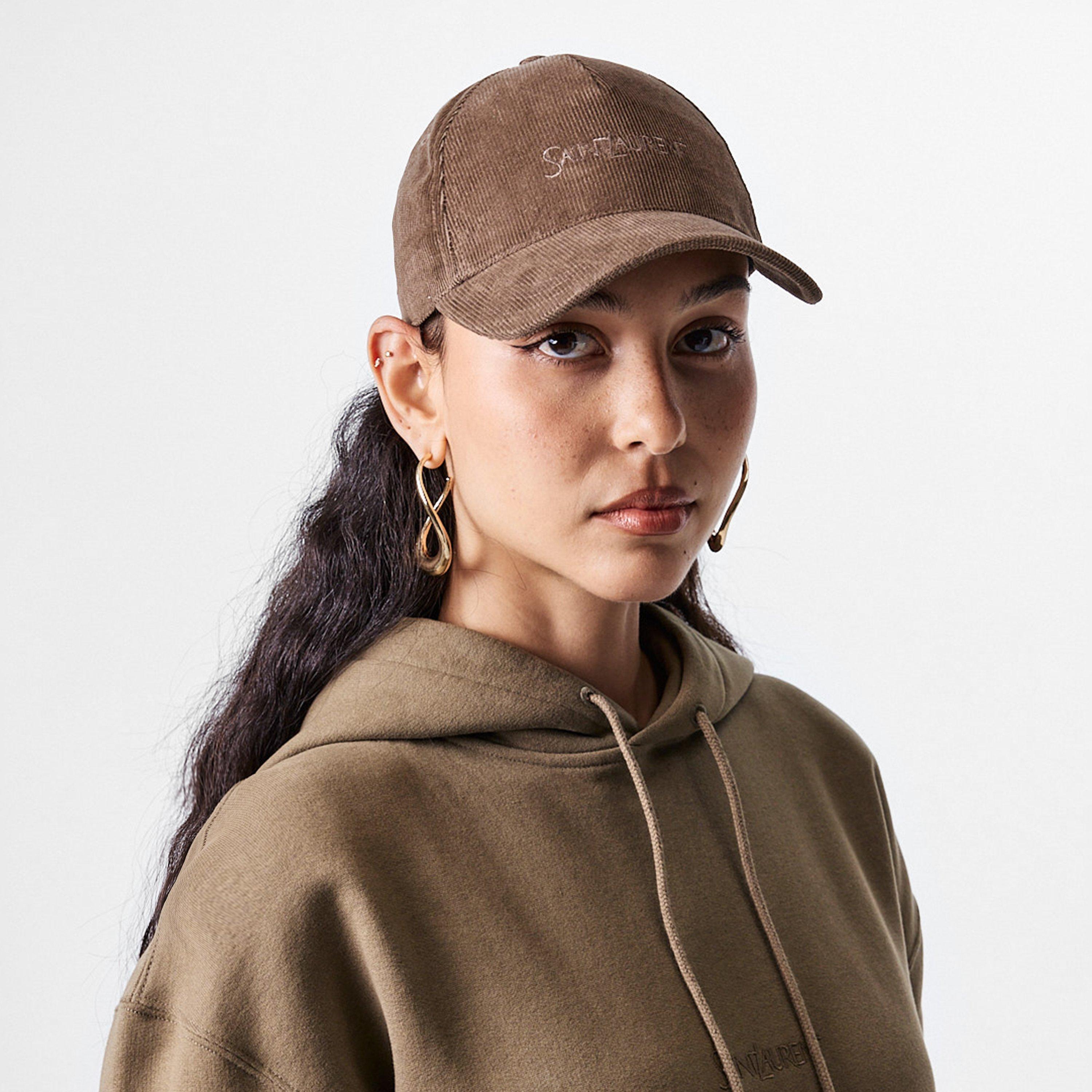 Kaki - Saint Laurent - Women's Cord Baseball Cap - 3